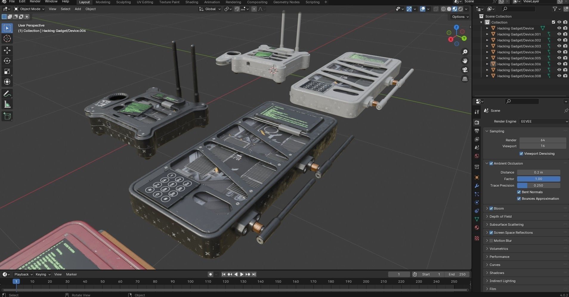 Hacking Gadget - Device Package Low-poly 3D model_14