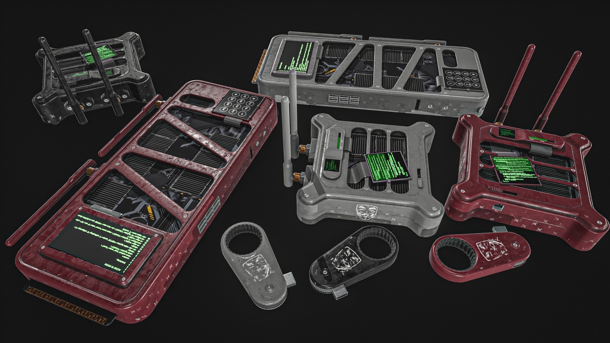 Hacking Gadget - Device Package Low-poly 3D model_10