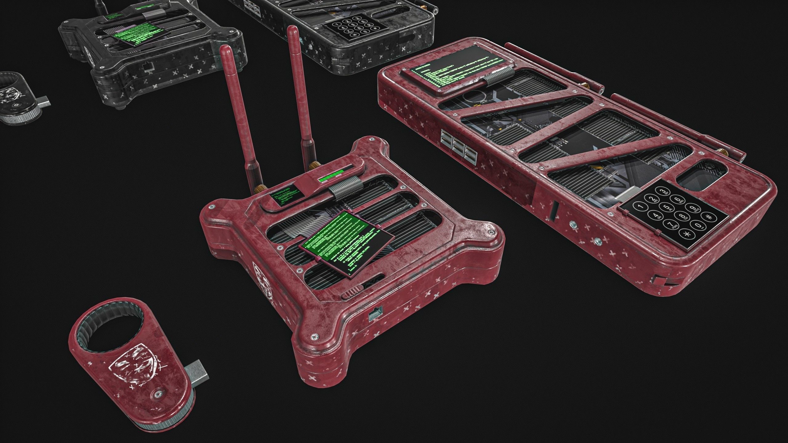 Hacking Gadget - Device Package Low-poly 3D model_8