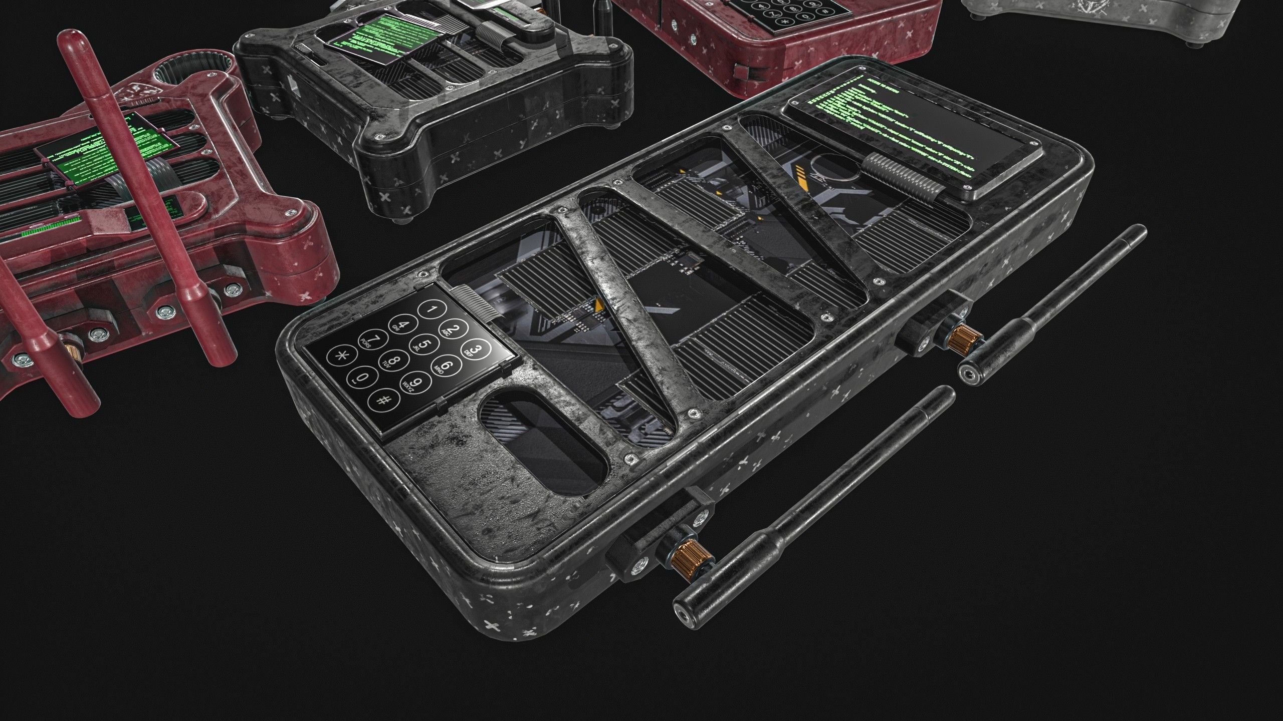 Hacking Gadget - Device Package Low-poly 3D model_9