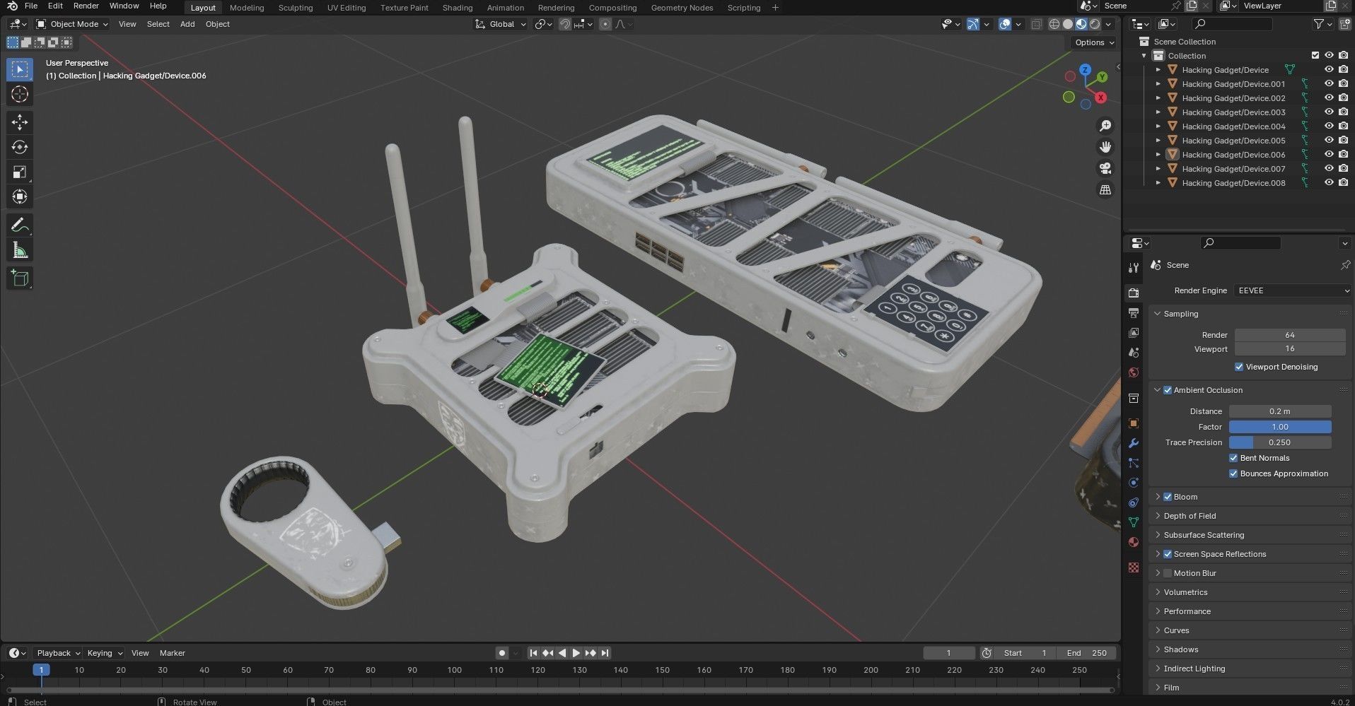 Hacking Gadget - Device Package Low-poly 3D model_17