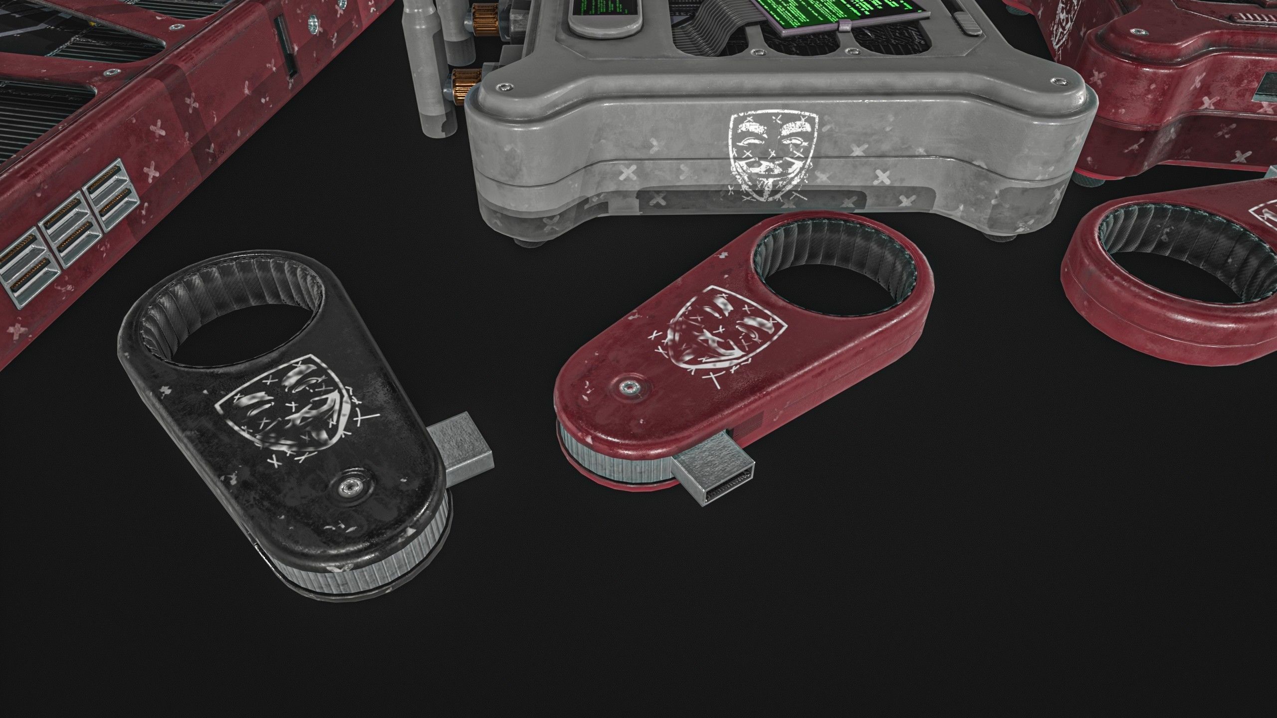 Hacking Gadget - Device Package Low-poly 3D model_13