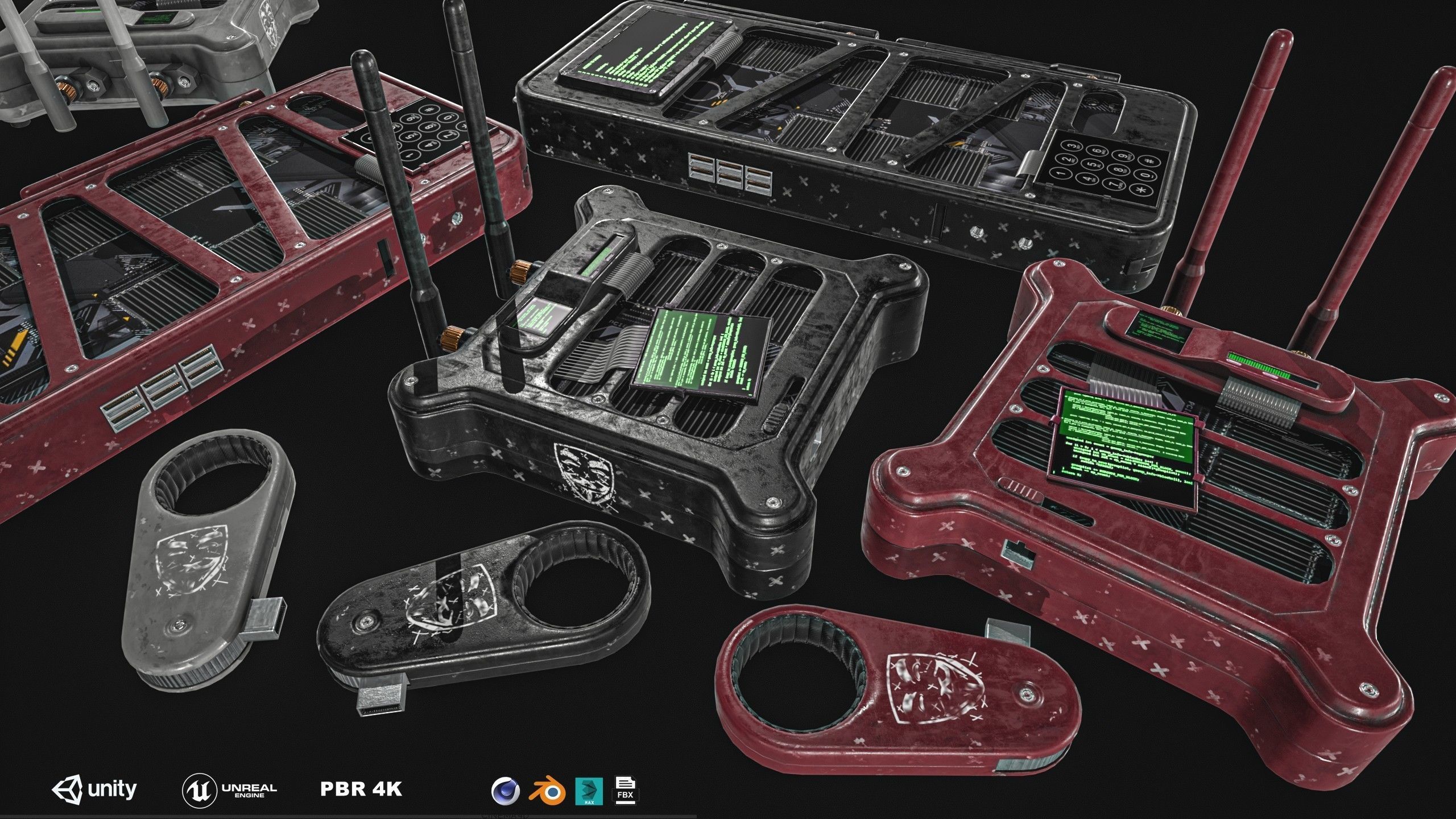 Hacking Gadget - Device Package Low-poly 3D model_1