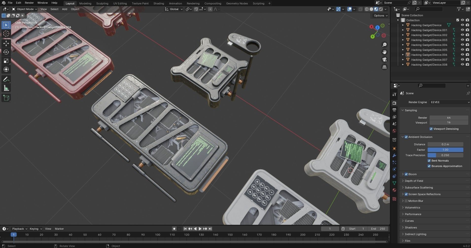 Hacking Gadget - Device Package Low-poly 3D model_16