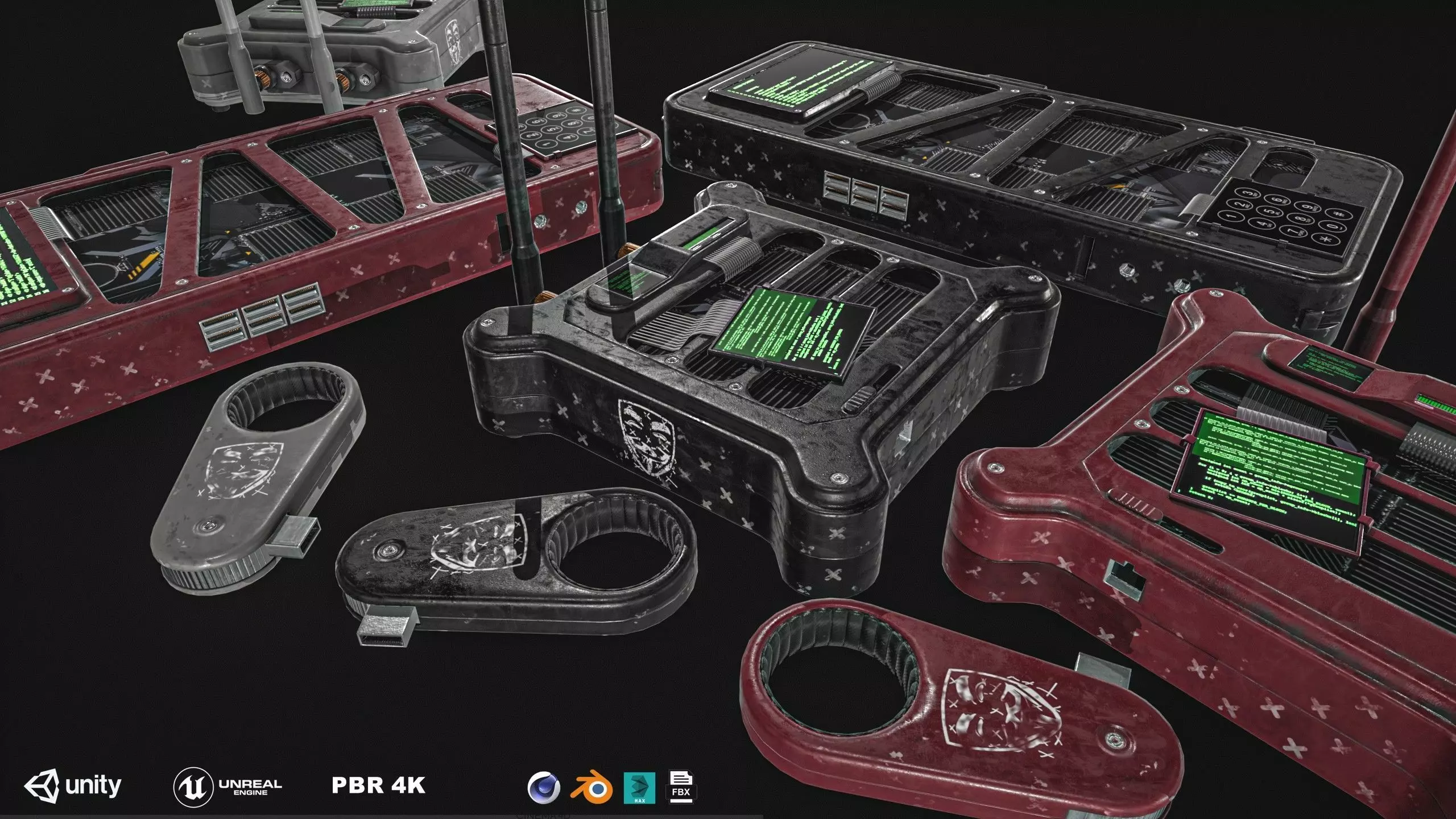 Hacking Gadget - Device Package Low-poly 3D model_0