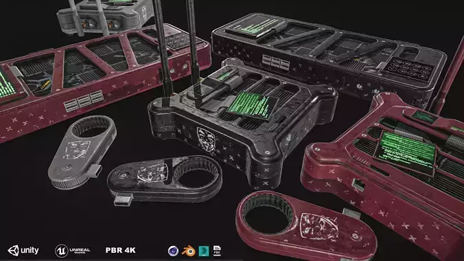 Hacking Gadget - Device Package Low-poly 3D model