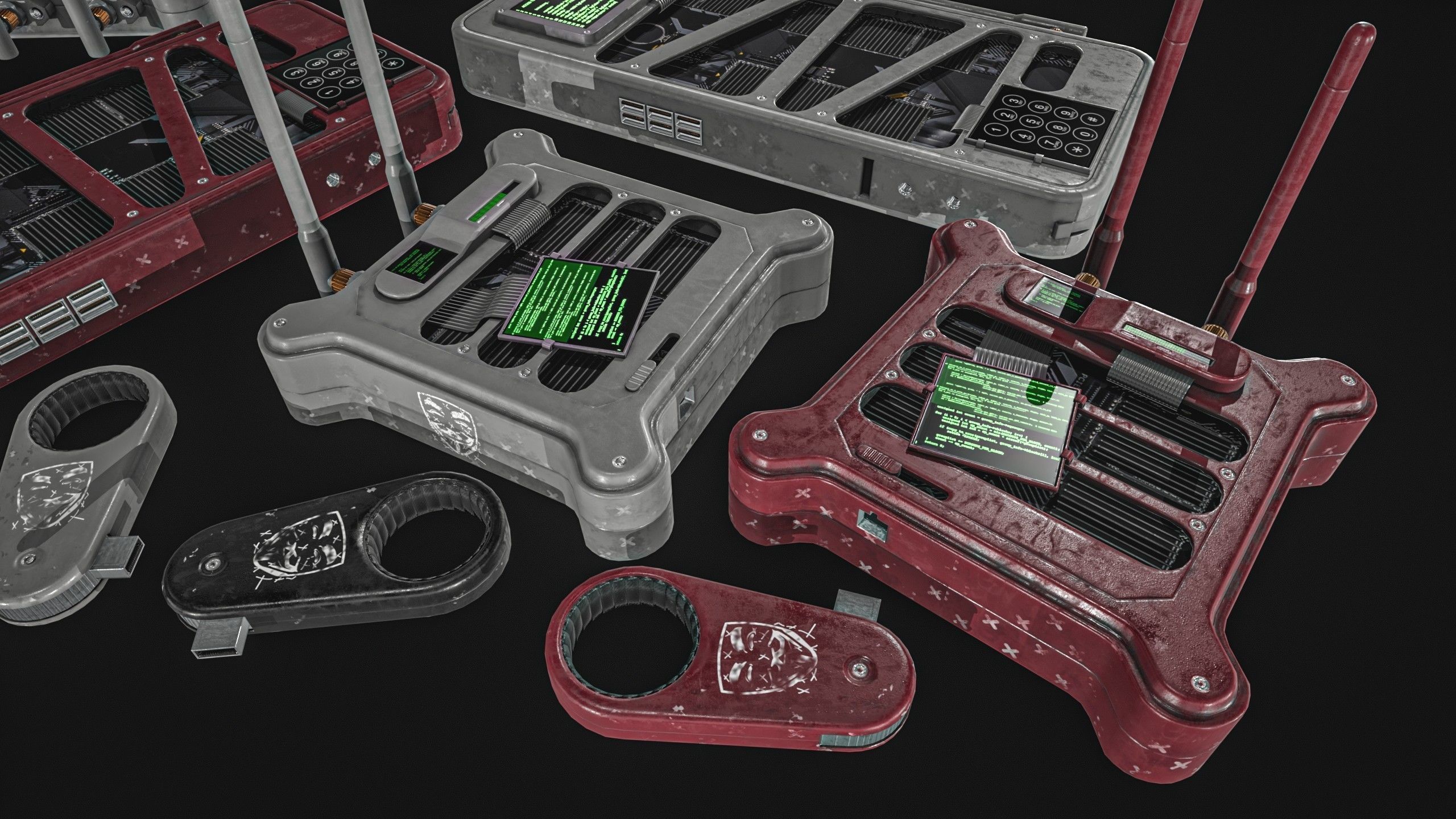 Hacking Gadget - Device Package Low-poly 3D model_2