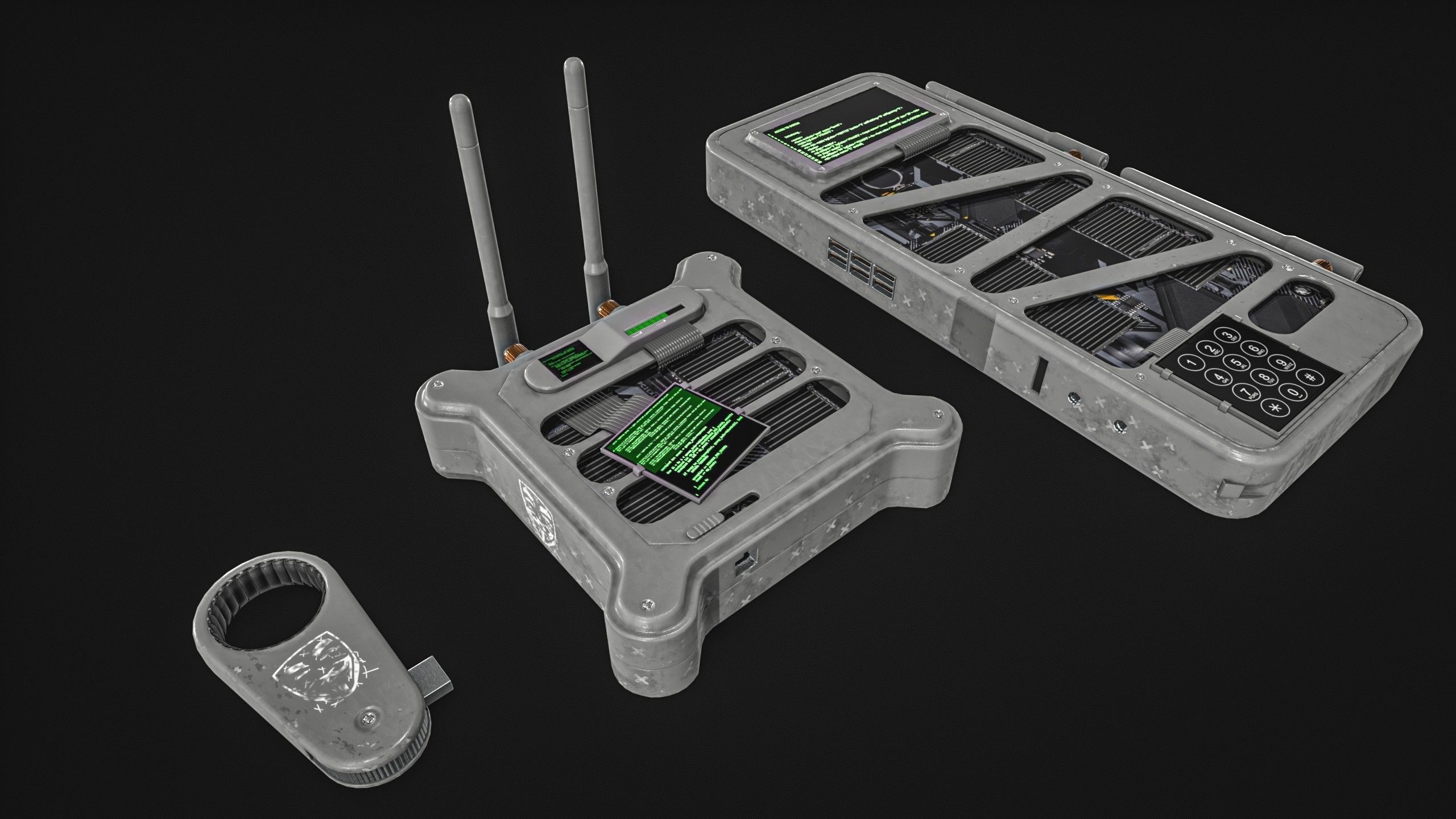 Hacking Gadget - Device Package Low-poly 3D model_19
