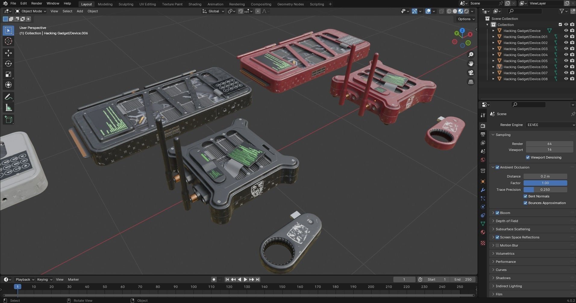 Hacking Gadget - Device Package Low-poly 3D model_15