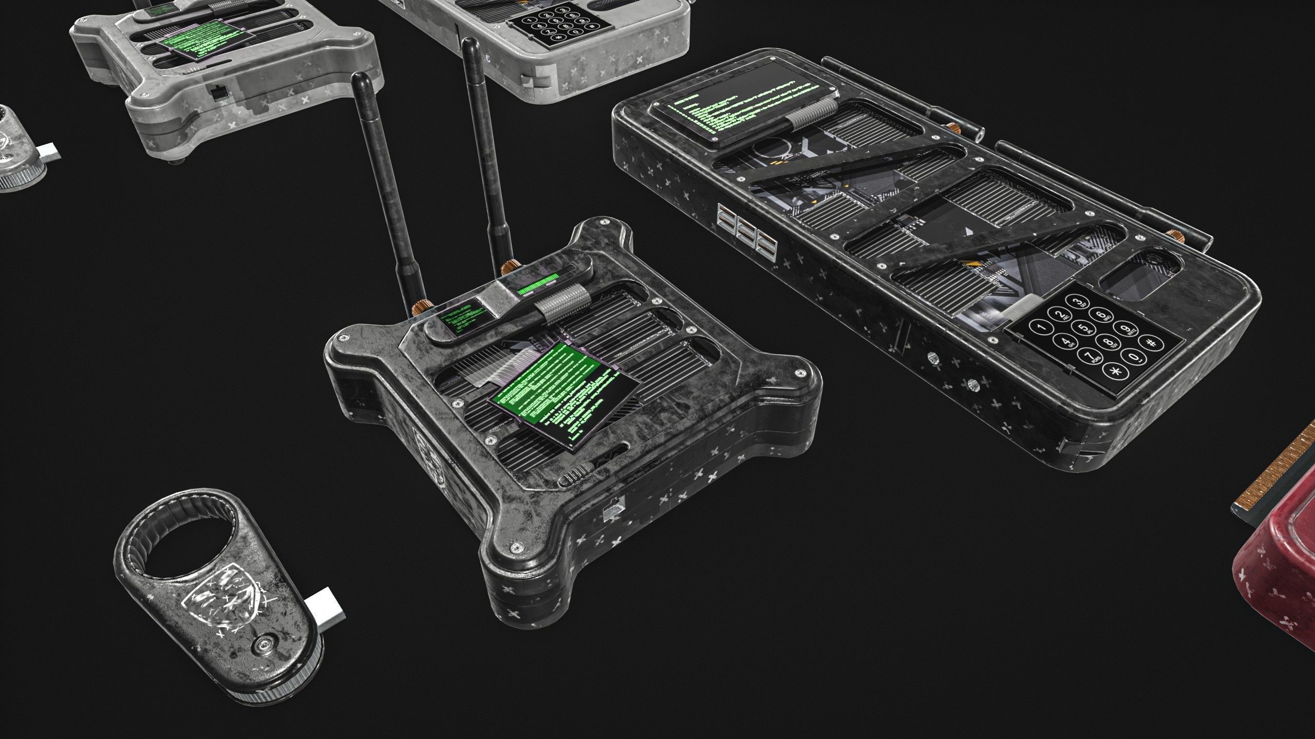 Hacking Gadget - Device Package Low-poly 3D model_7