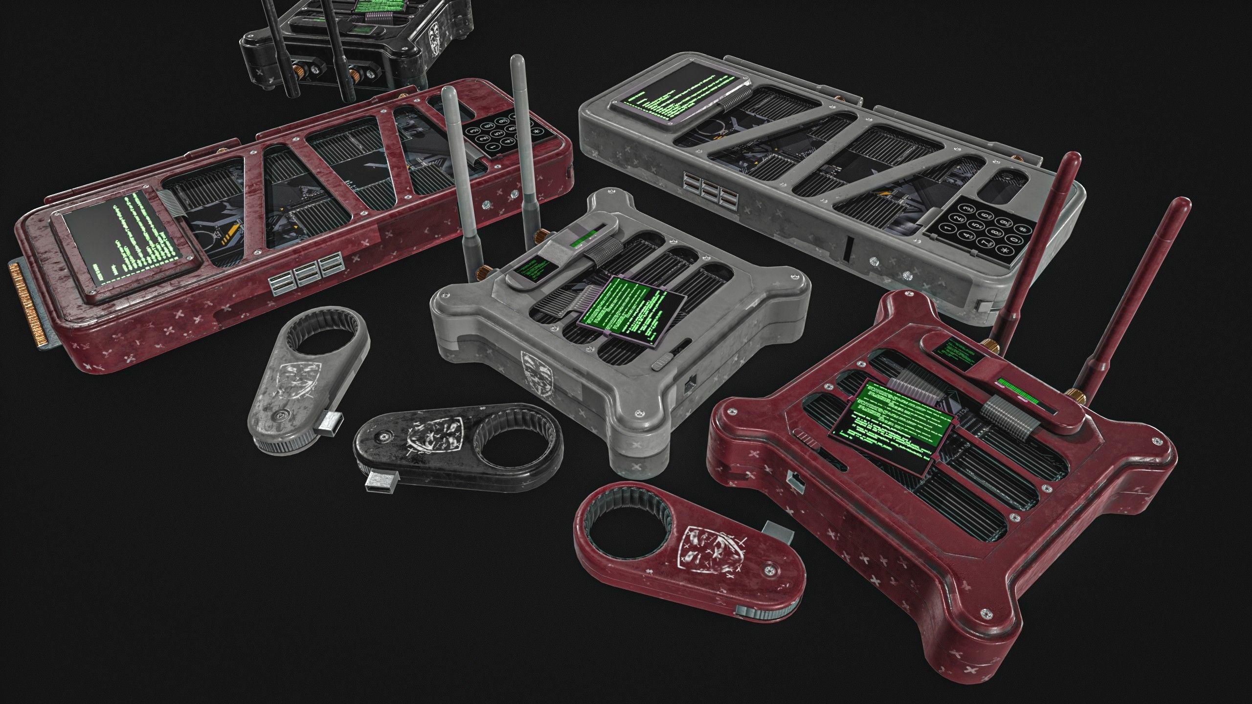 Hacking Gadget - Device Package Low-poly 3D model_4