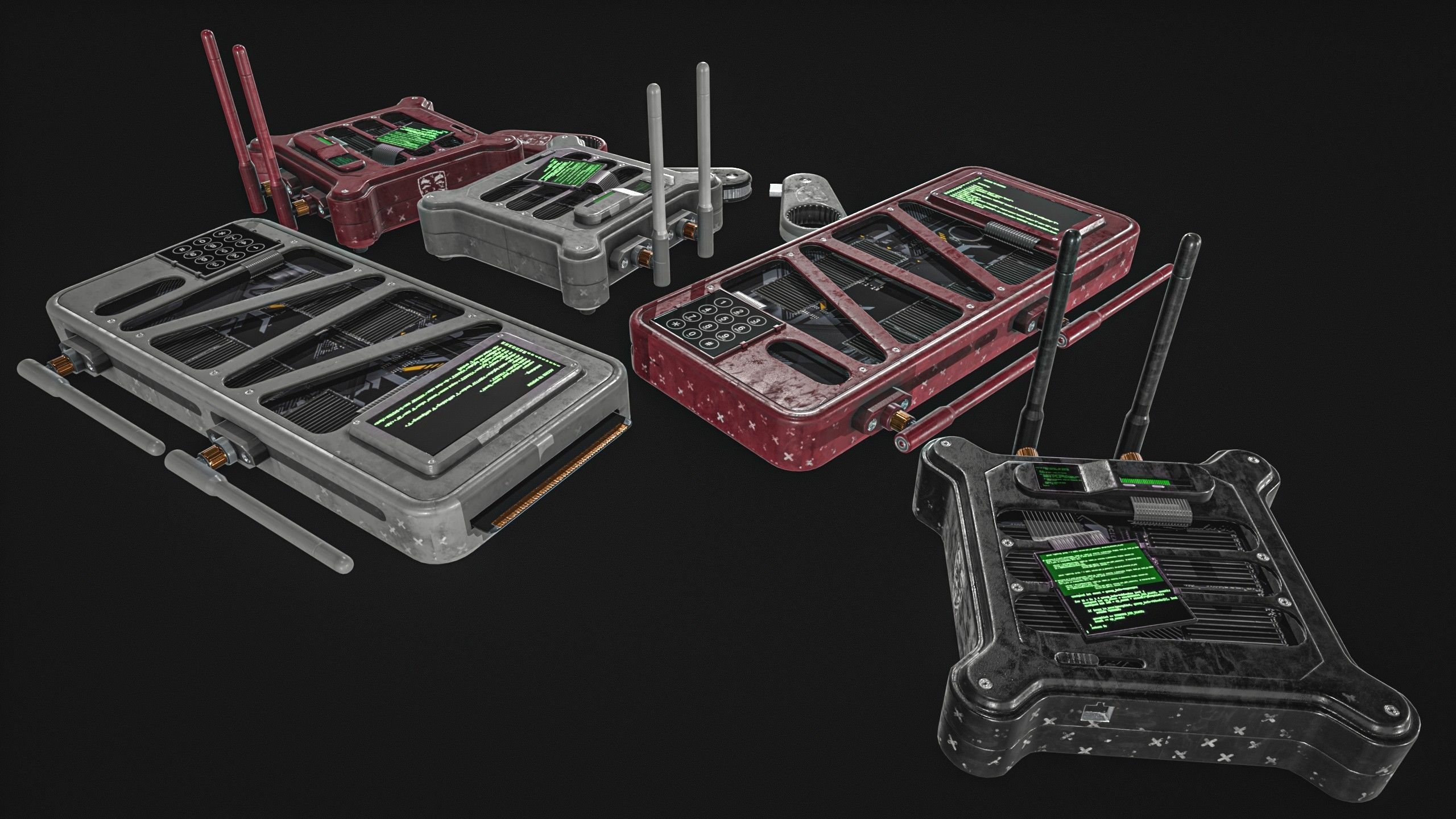 Hacking Gadget - Device Package Low-poly 3D model_5