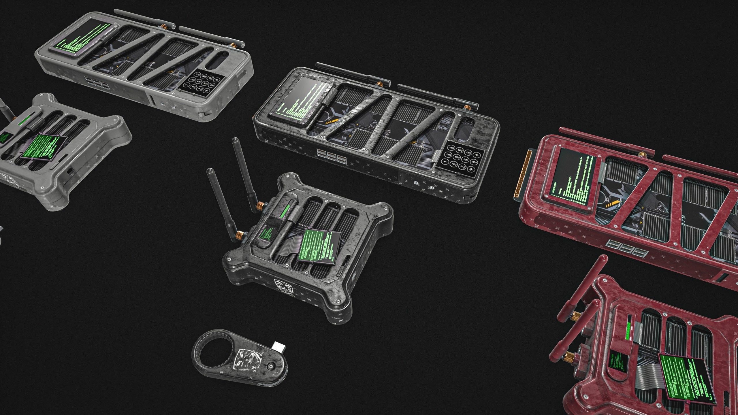 Hacking Gadget - Device Package Low-poly 3D model_12