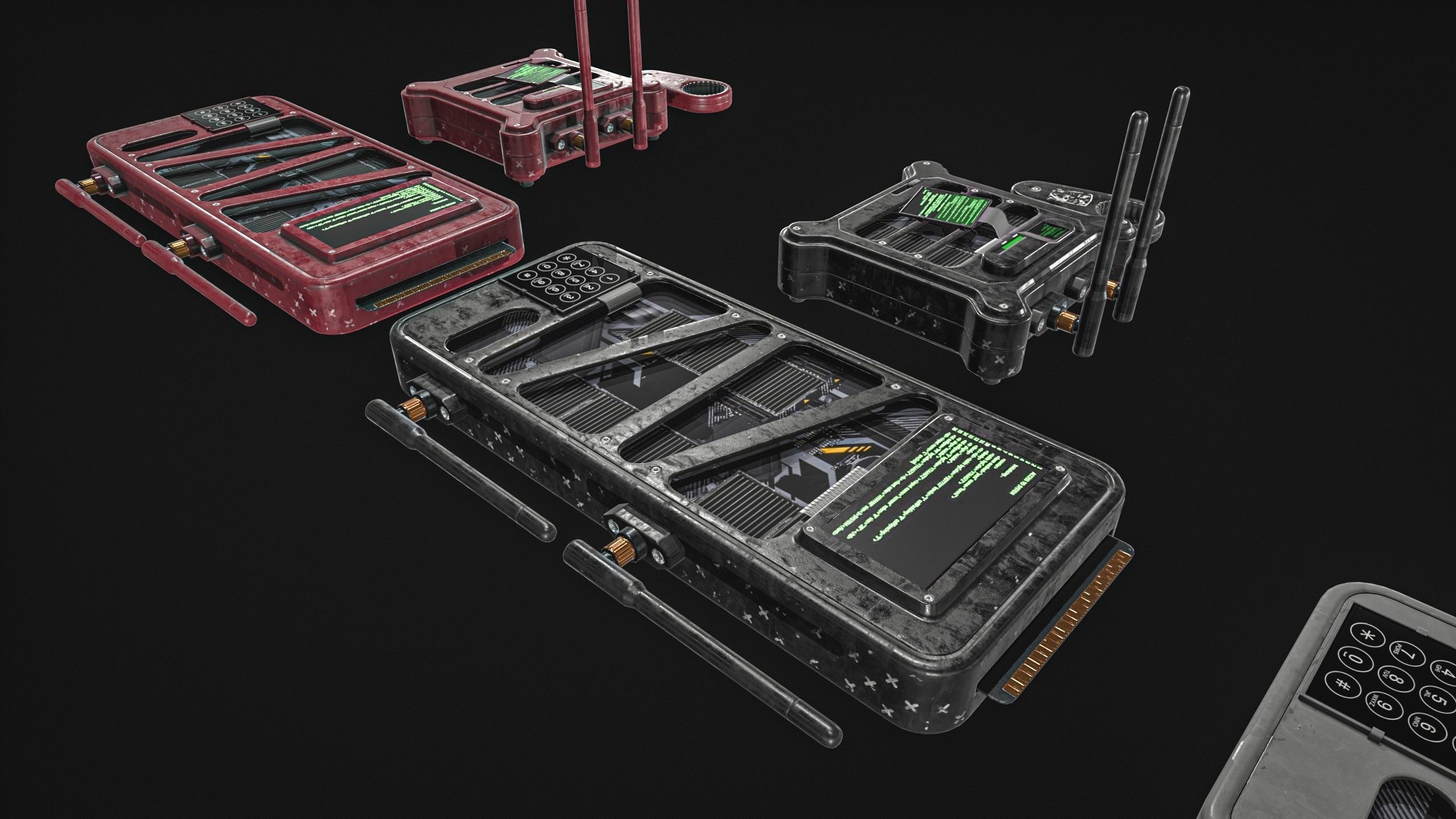 Hacking Gadget - Device Package Low-poly 3D model_6