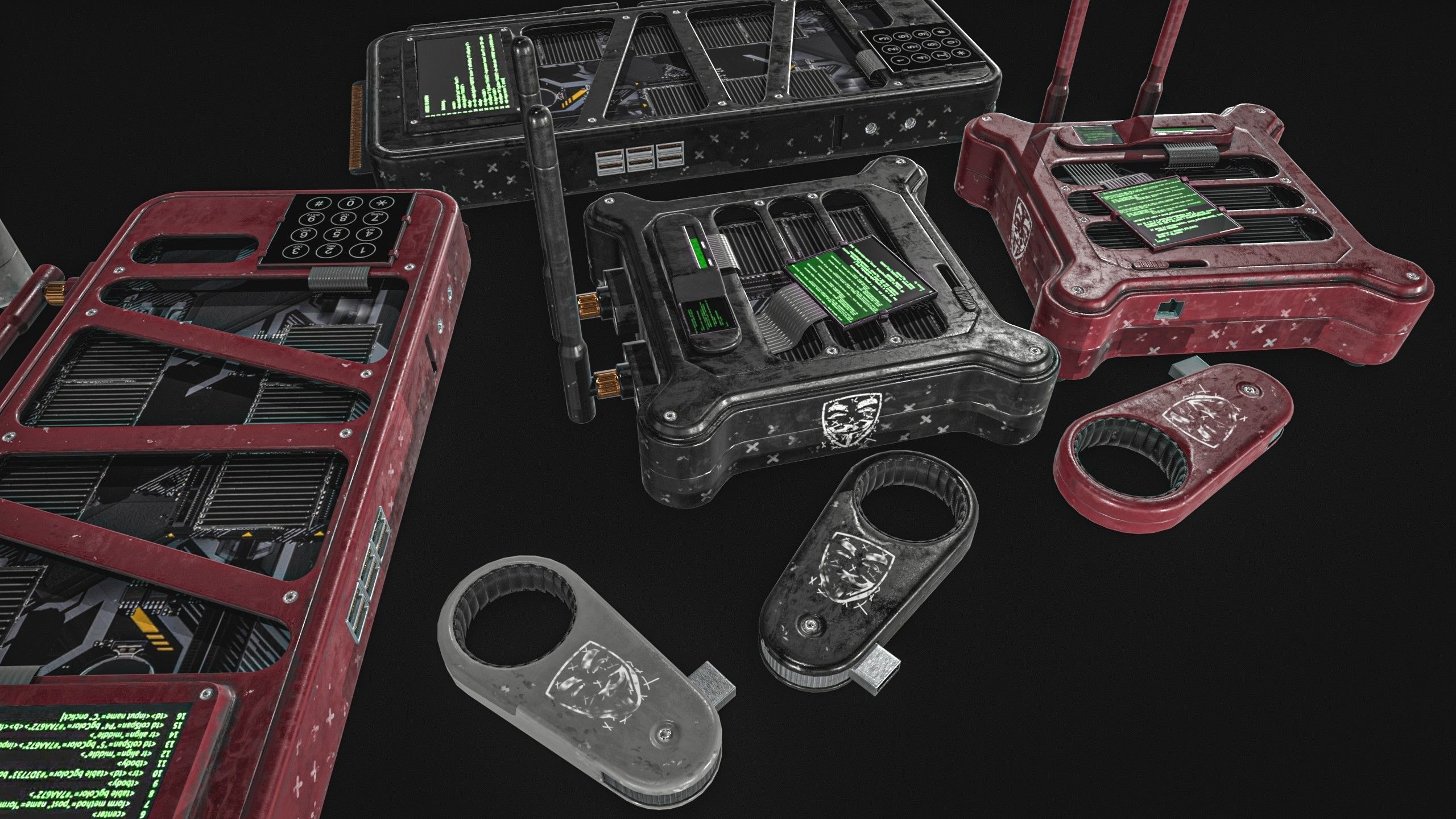 Hacking Gadget - Device Package Low-poly 3D model_3