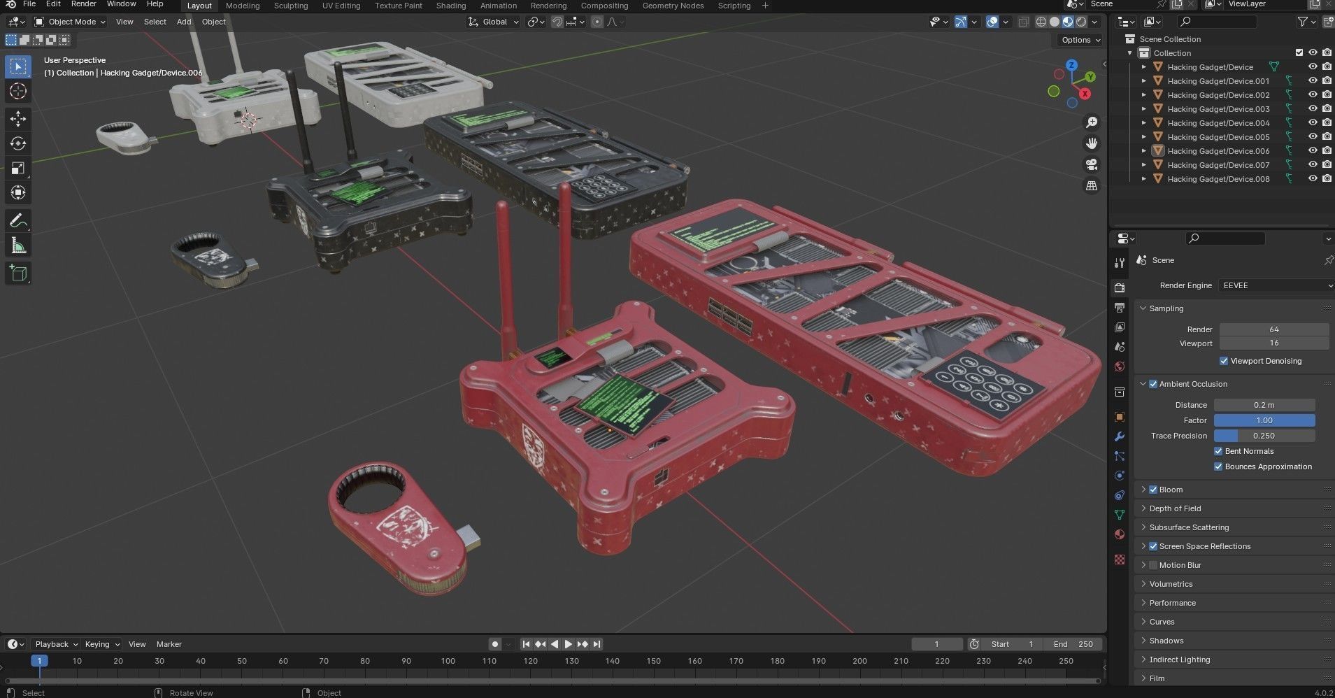 Hacking Gadget - Device Package Low-poly 3D model_18
