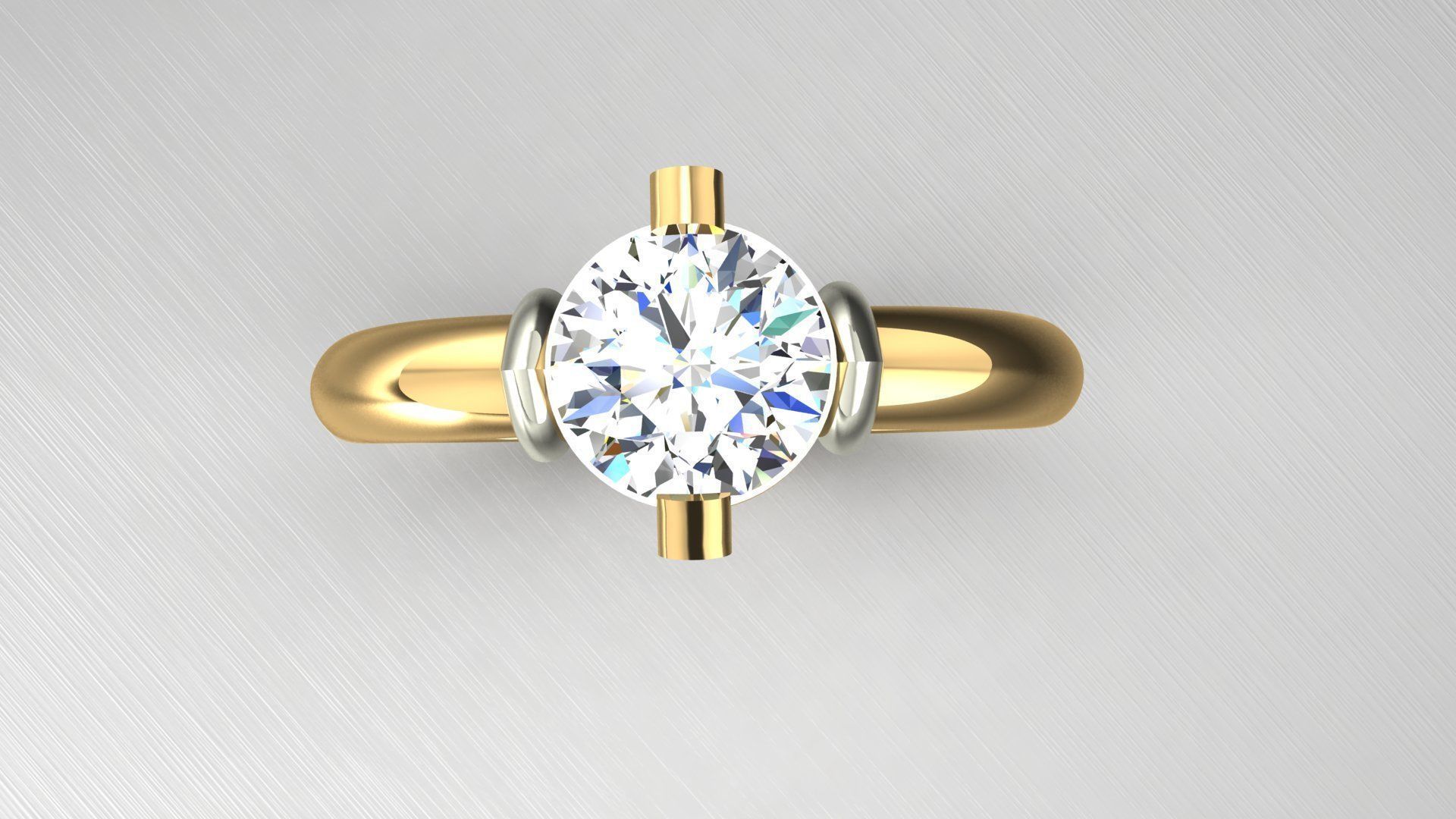 Diamond Solitaire Ring 2 3D print model_3
