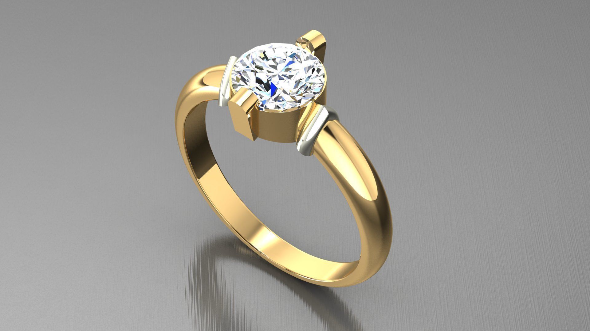 Diamond Solitaire Ring 2 3D print model_1