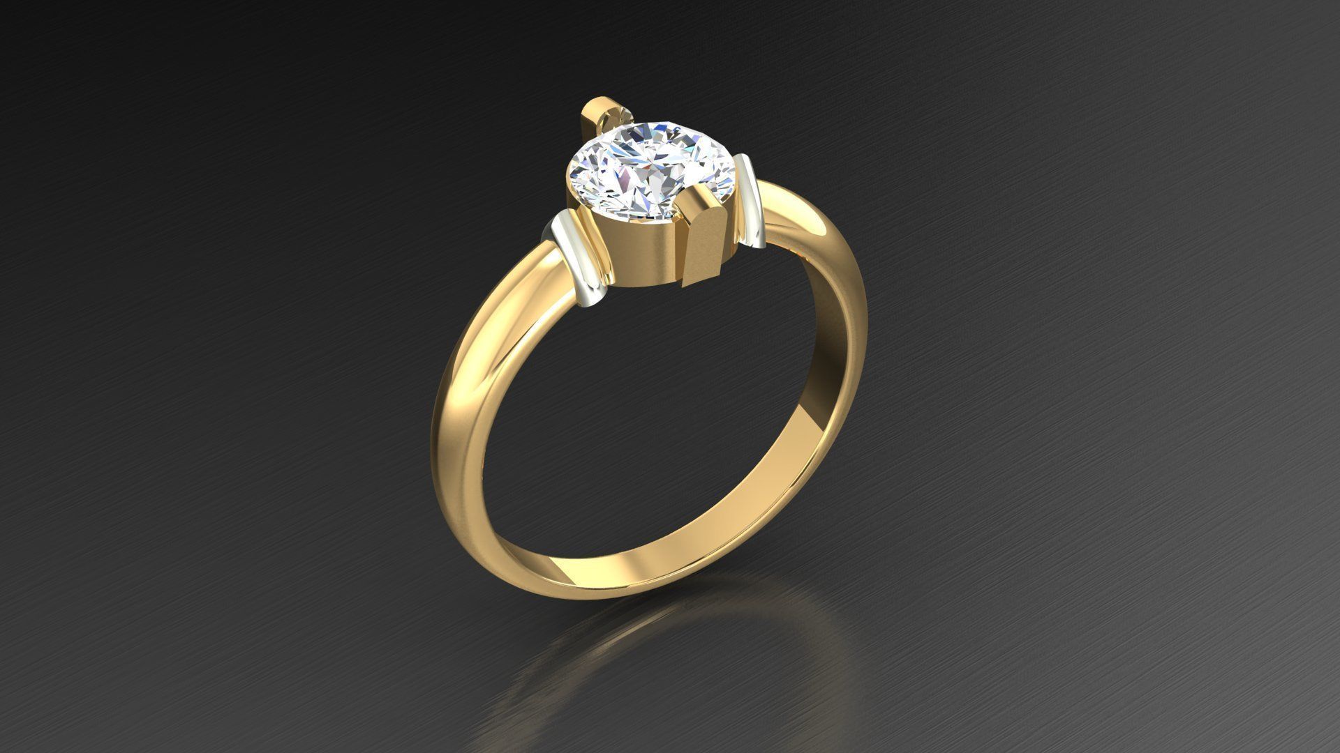 Diamond Solitaire Ring 2 3D print model_4
