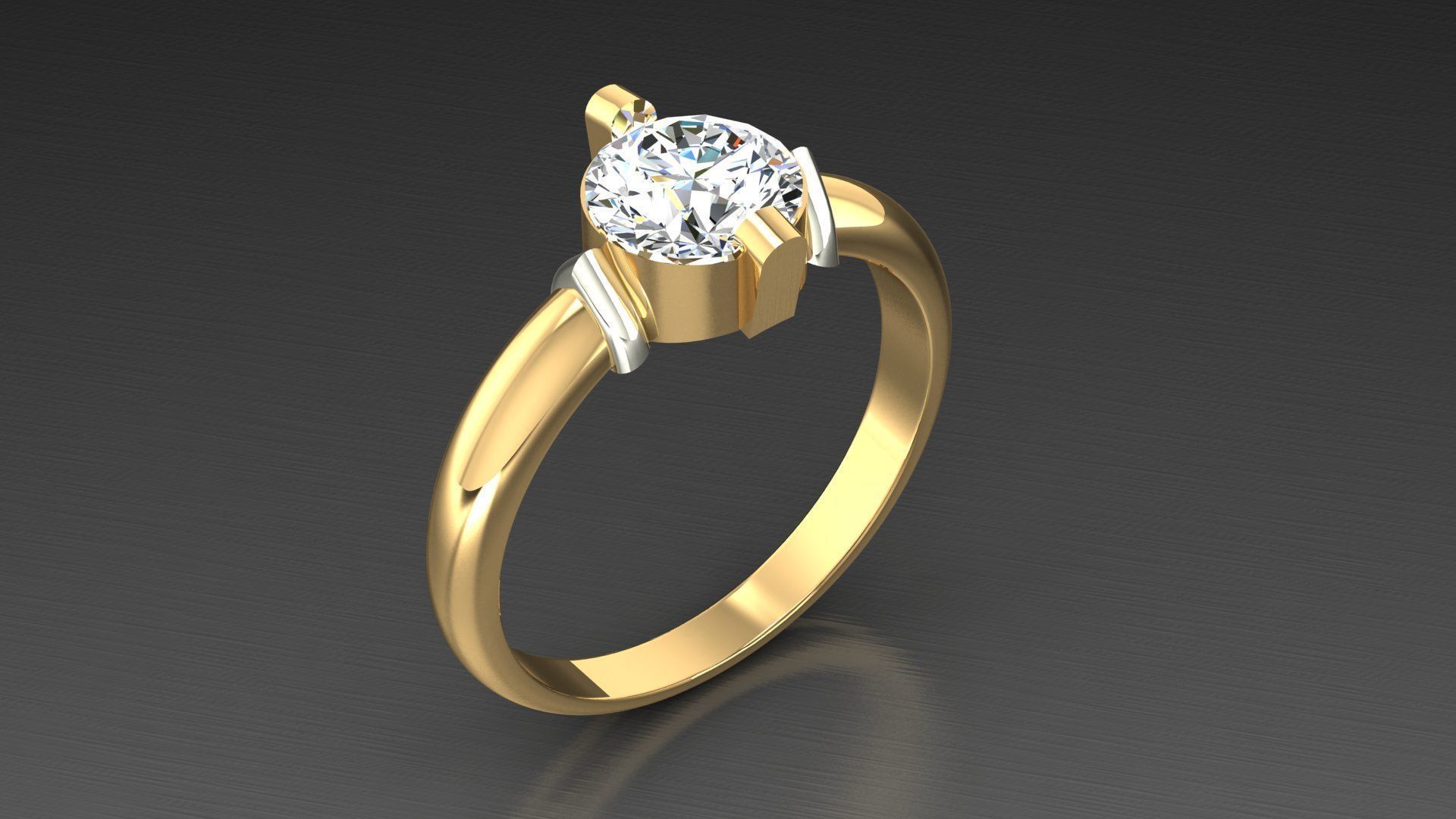 Diamond Solitaire Ring 2 3D print model_2