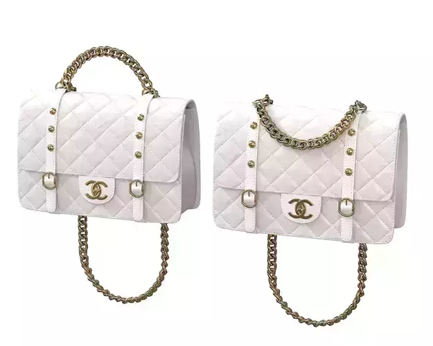 Vintage Flap Bag Aged Calfskin White