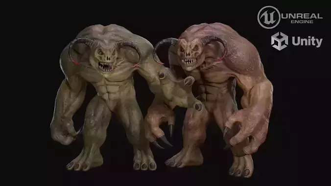Massive demon Low-poly 3D model