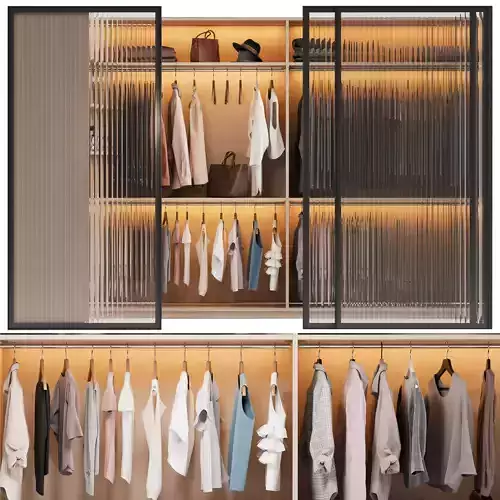 Wardrobe with clothes sliding corrugated doors