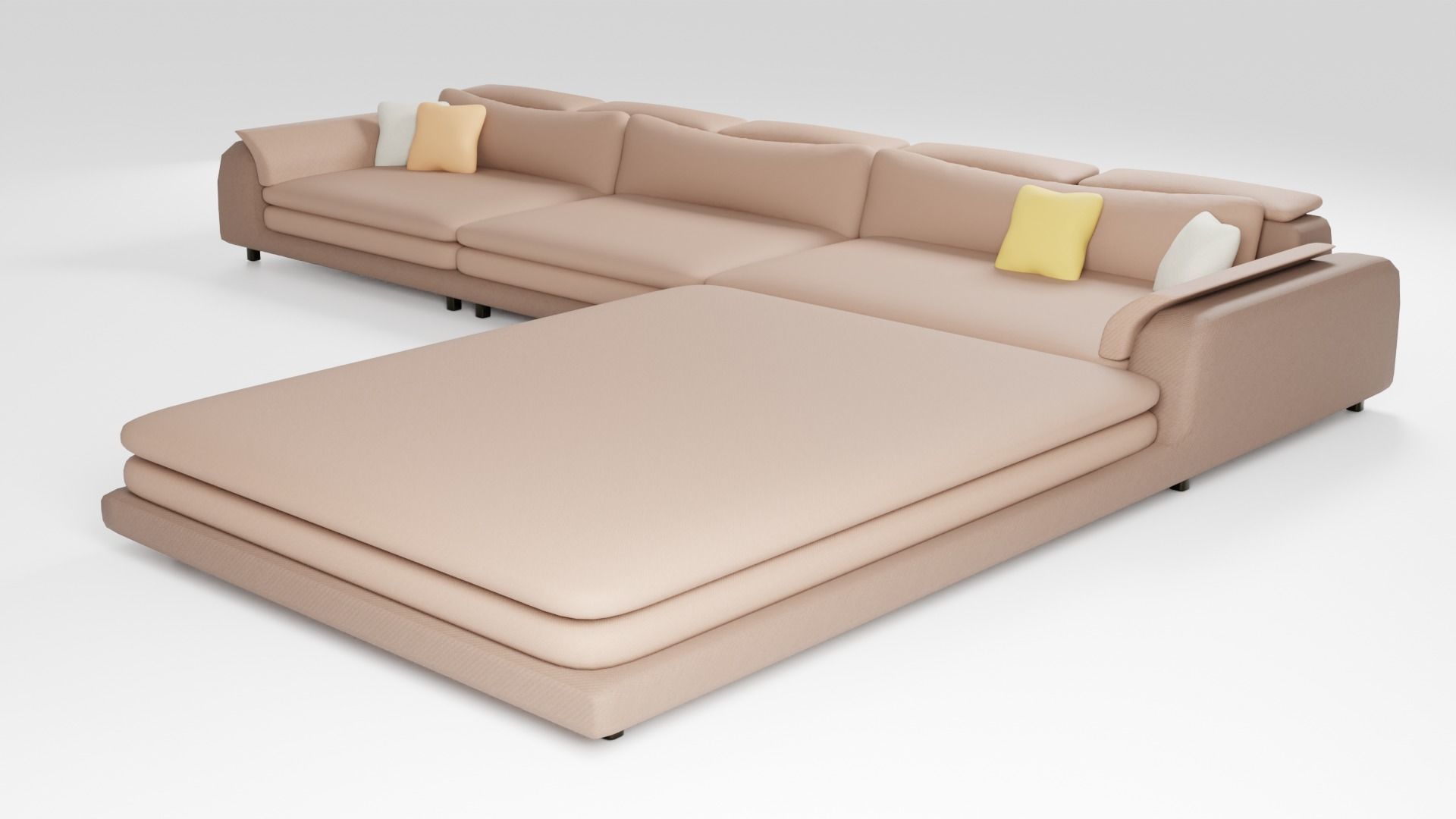 Elegantly designed fabric sofa in brown tones 3D model_4