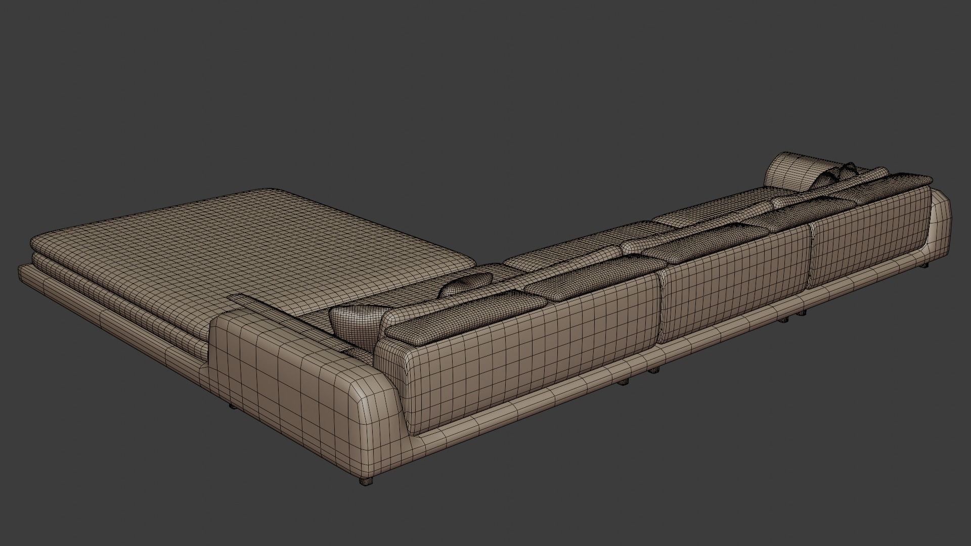 Elegantly designed fabric sofa in brown tones 3D model_7