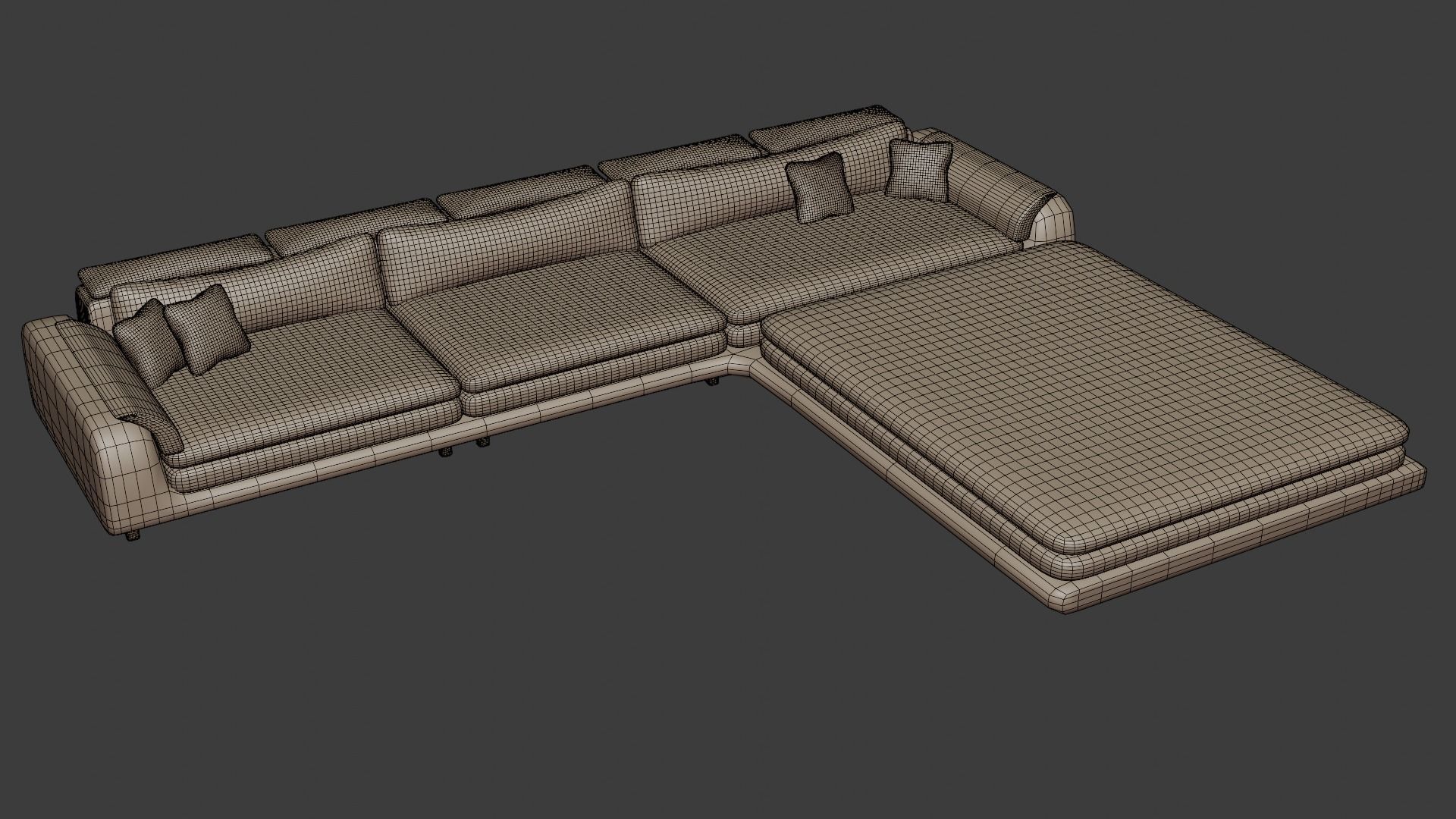 Elegantly designed fabric sofa in brown tones 3D model_6