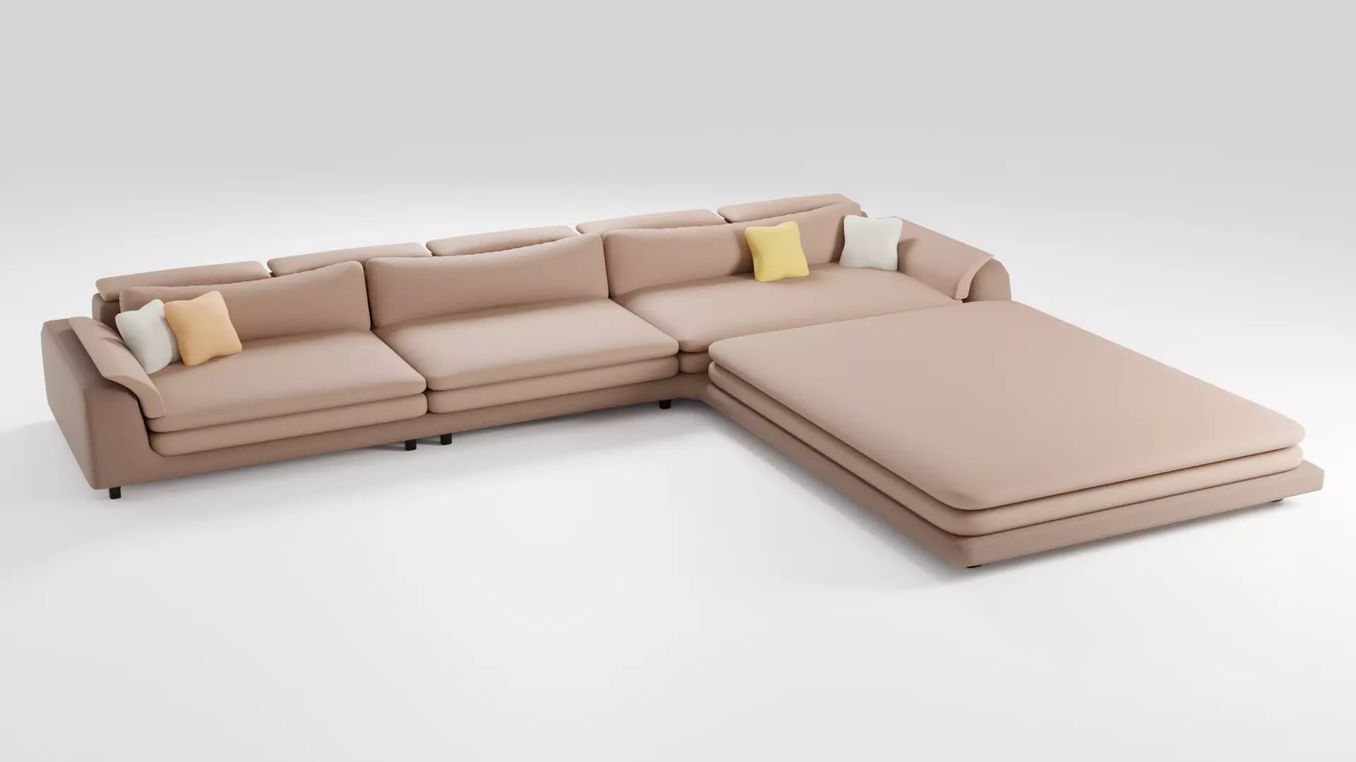 Elegantly designed fabric sofa in brown tones 3D model_0