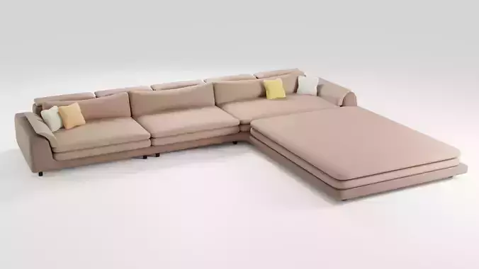 Elegantly designed fabric sofa in brown tones