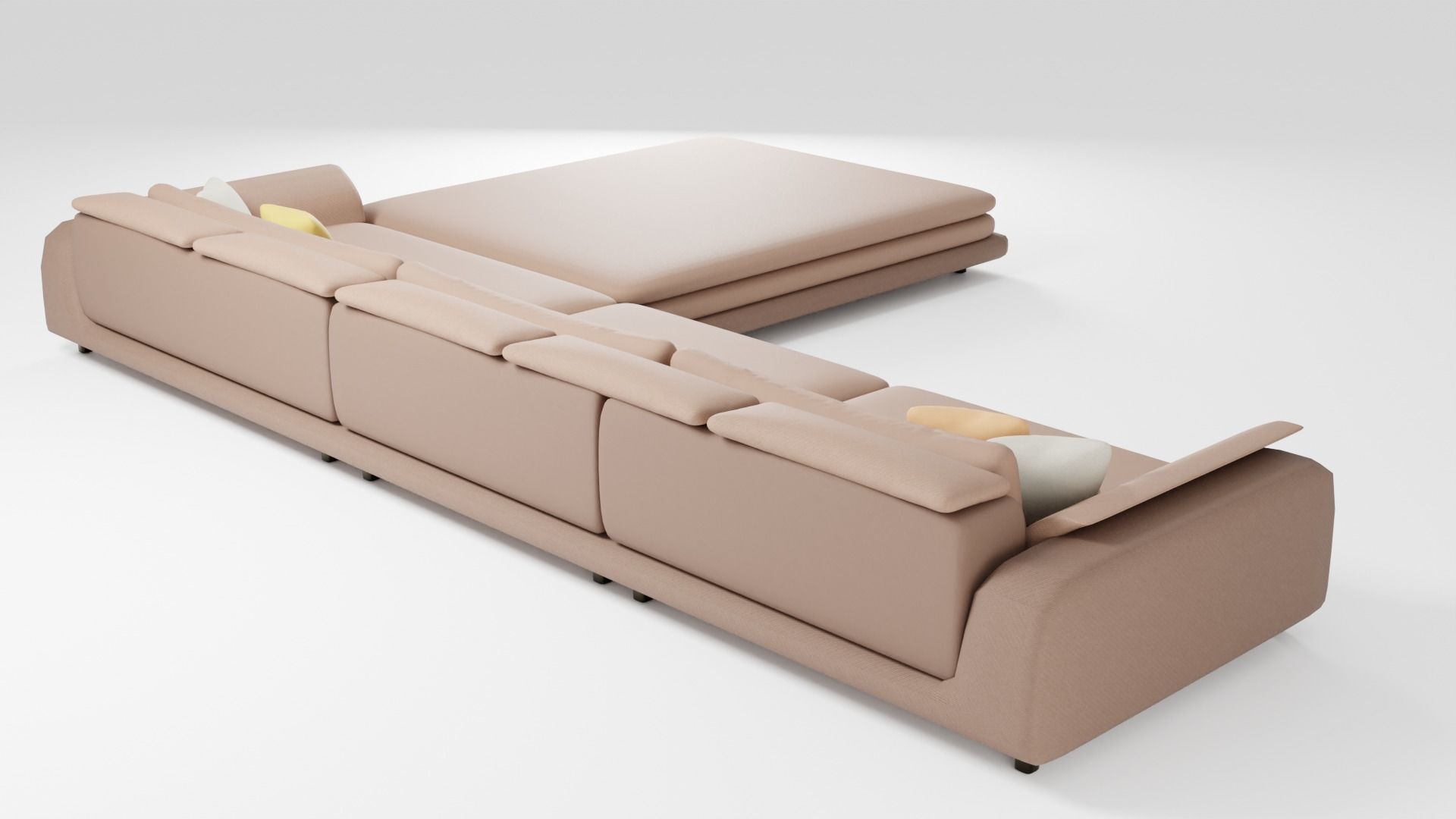 Elegantly designed fabric sofa in brown tones 3D model_2