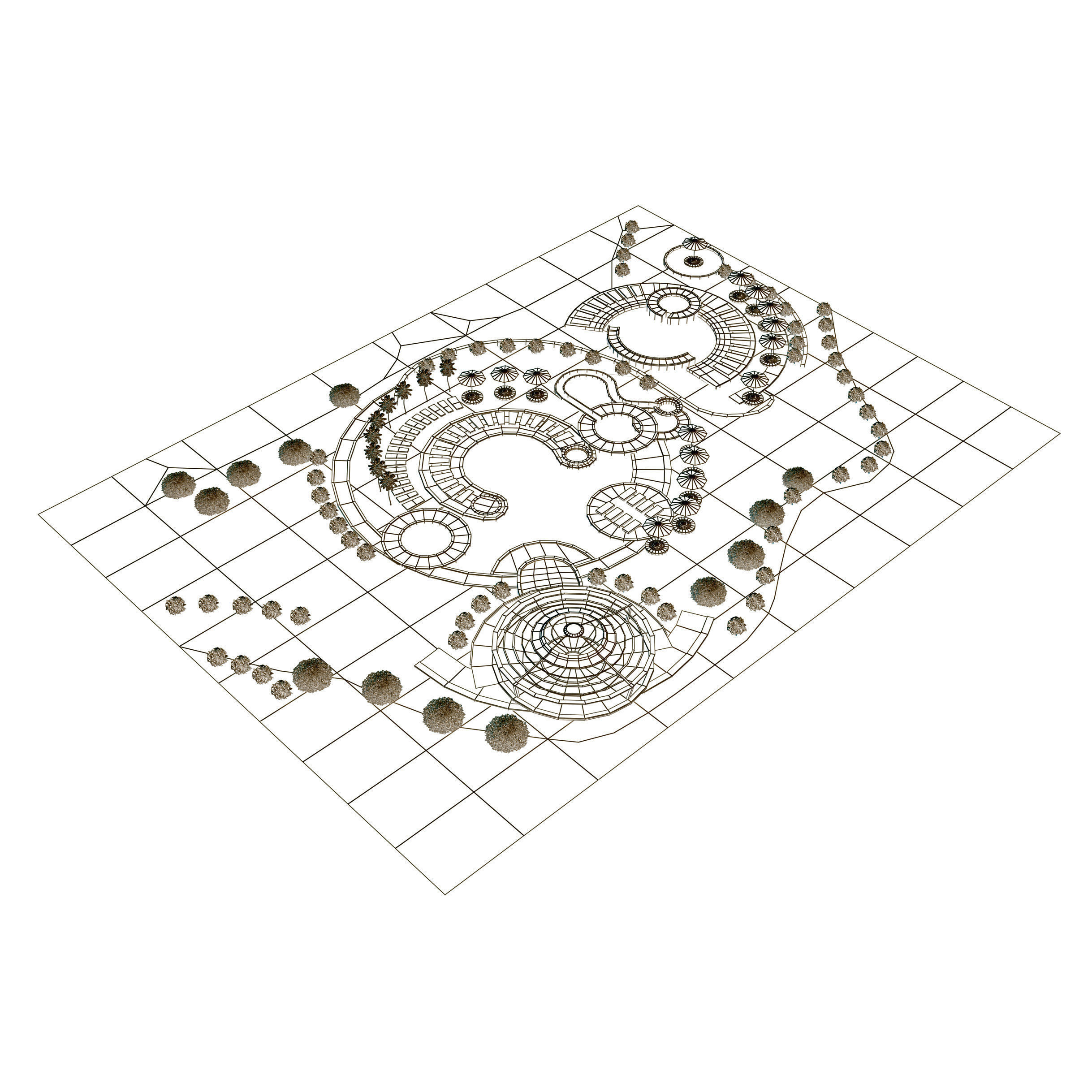 Poolside Paradise Park 3d Scene Low-poly 3D model_6