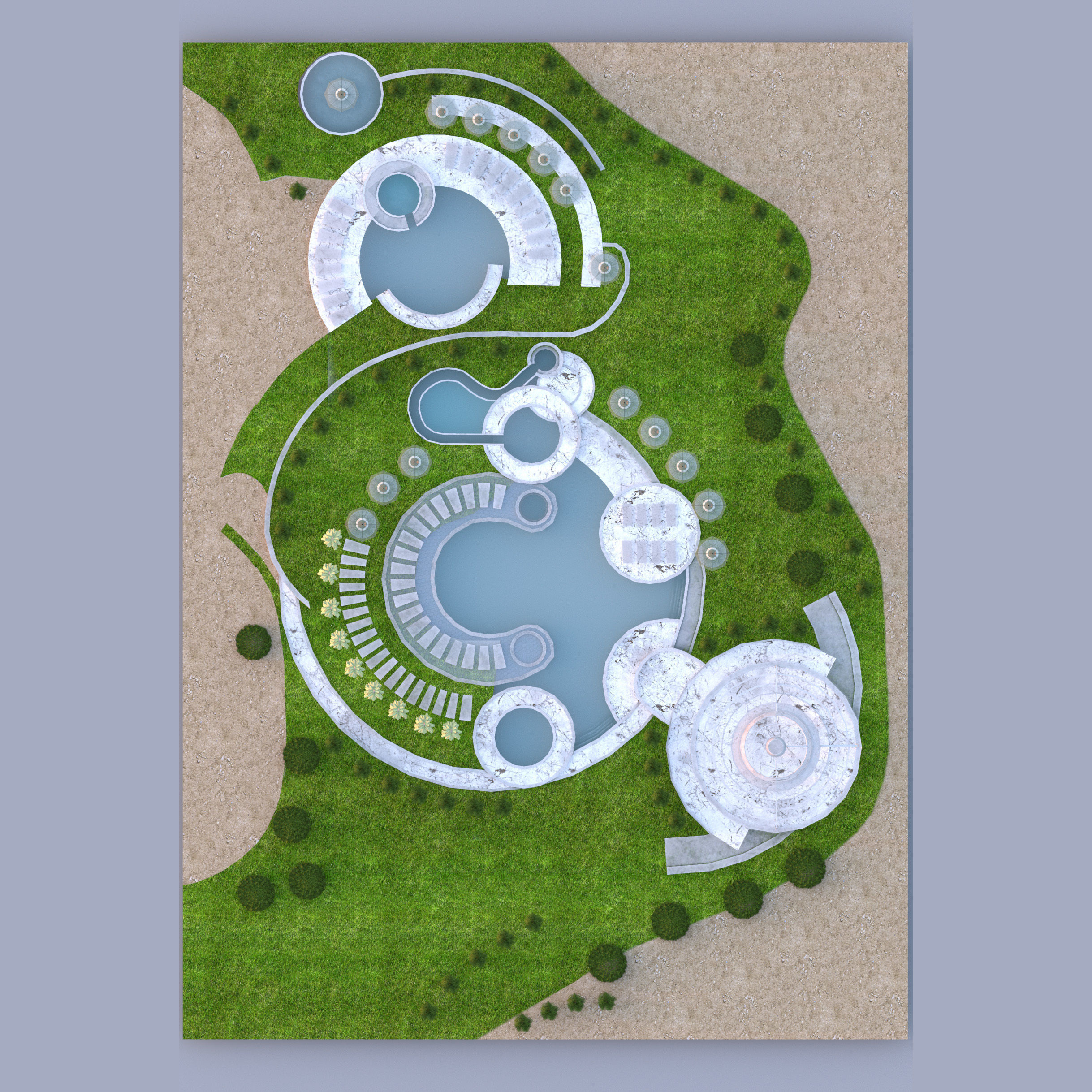 Poolside Paradise Park 3d Scene Low-poly 3D model_5