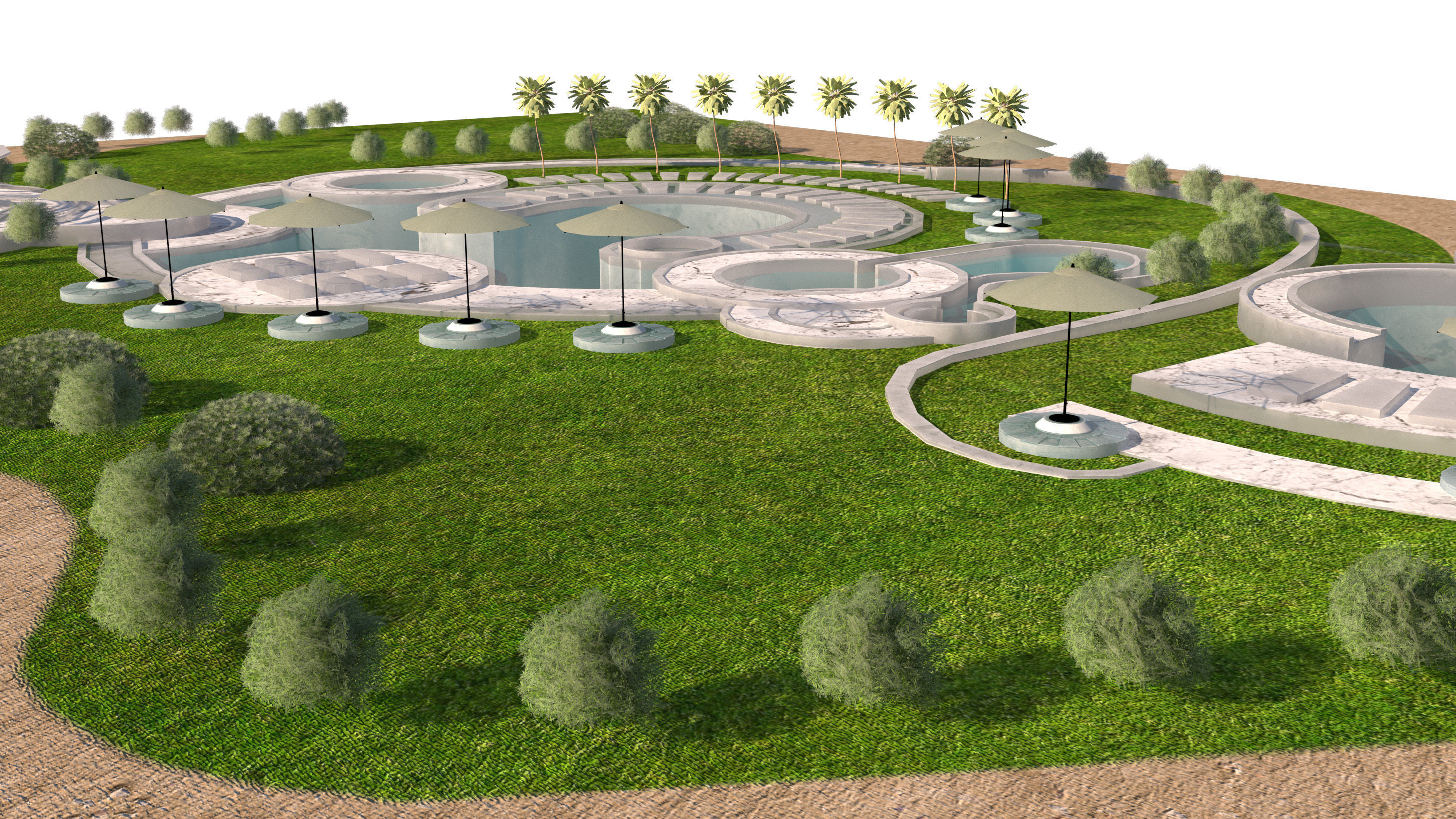 Poolside Paradise Park 3d Scene Low-poly 3D model_2