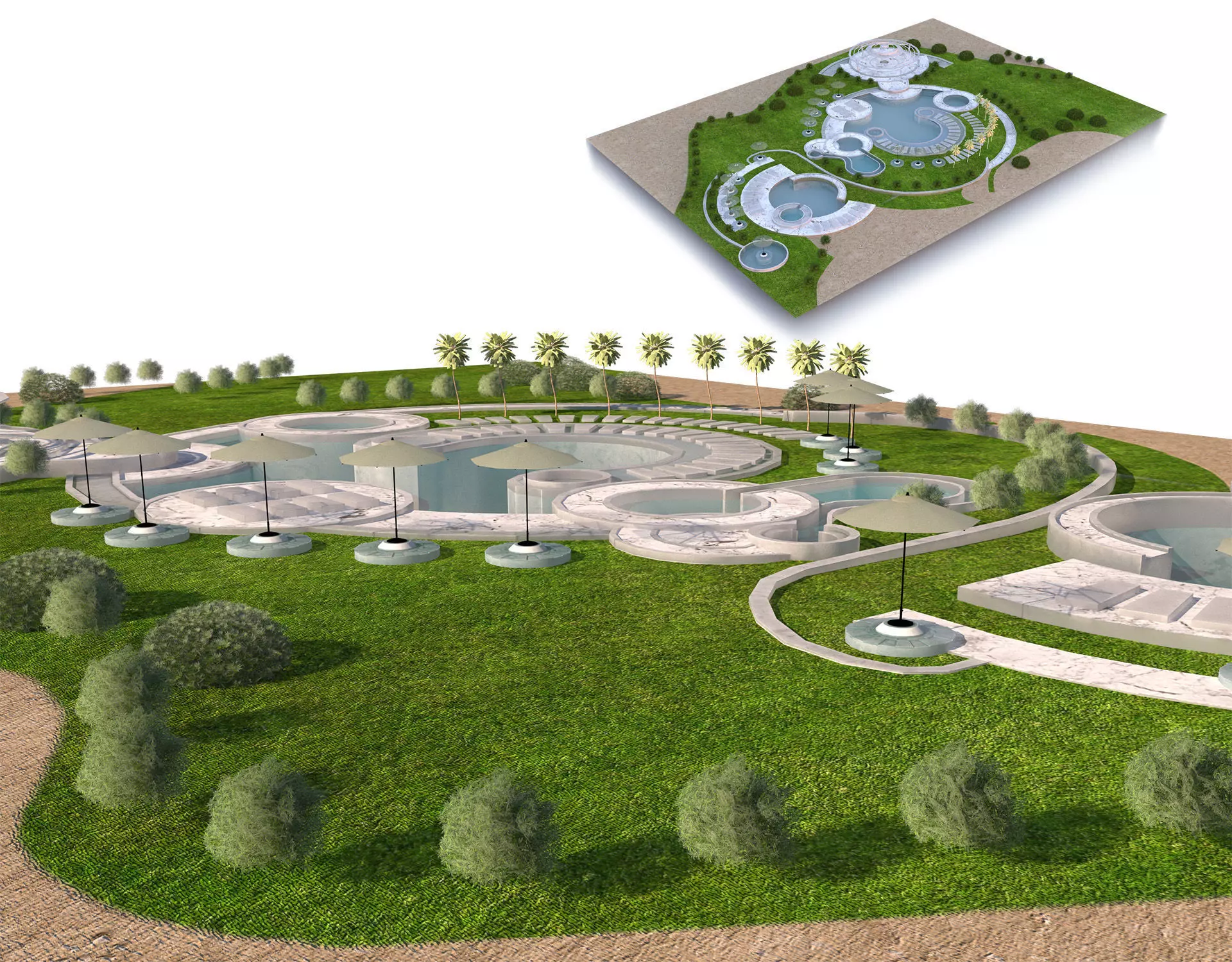 Poolside Paradise Park 3d Scene Low-poly 3D model_0