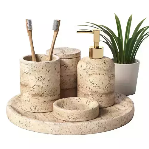 Kobu Travertine Bathroom Accessories set