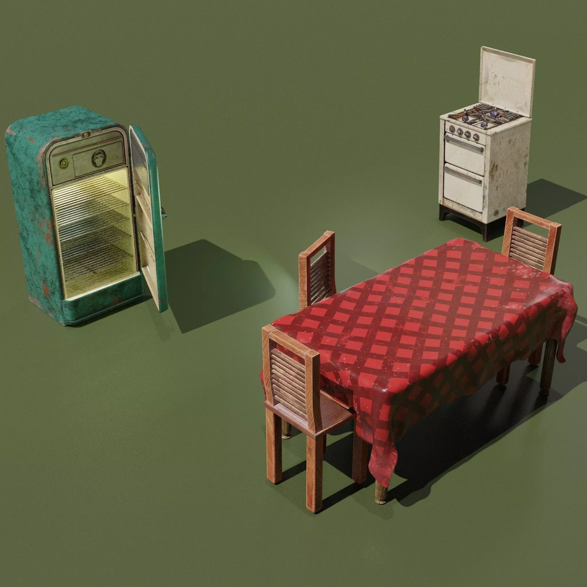 Old horror-style Kitchen Free low-poly 3D model