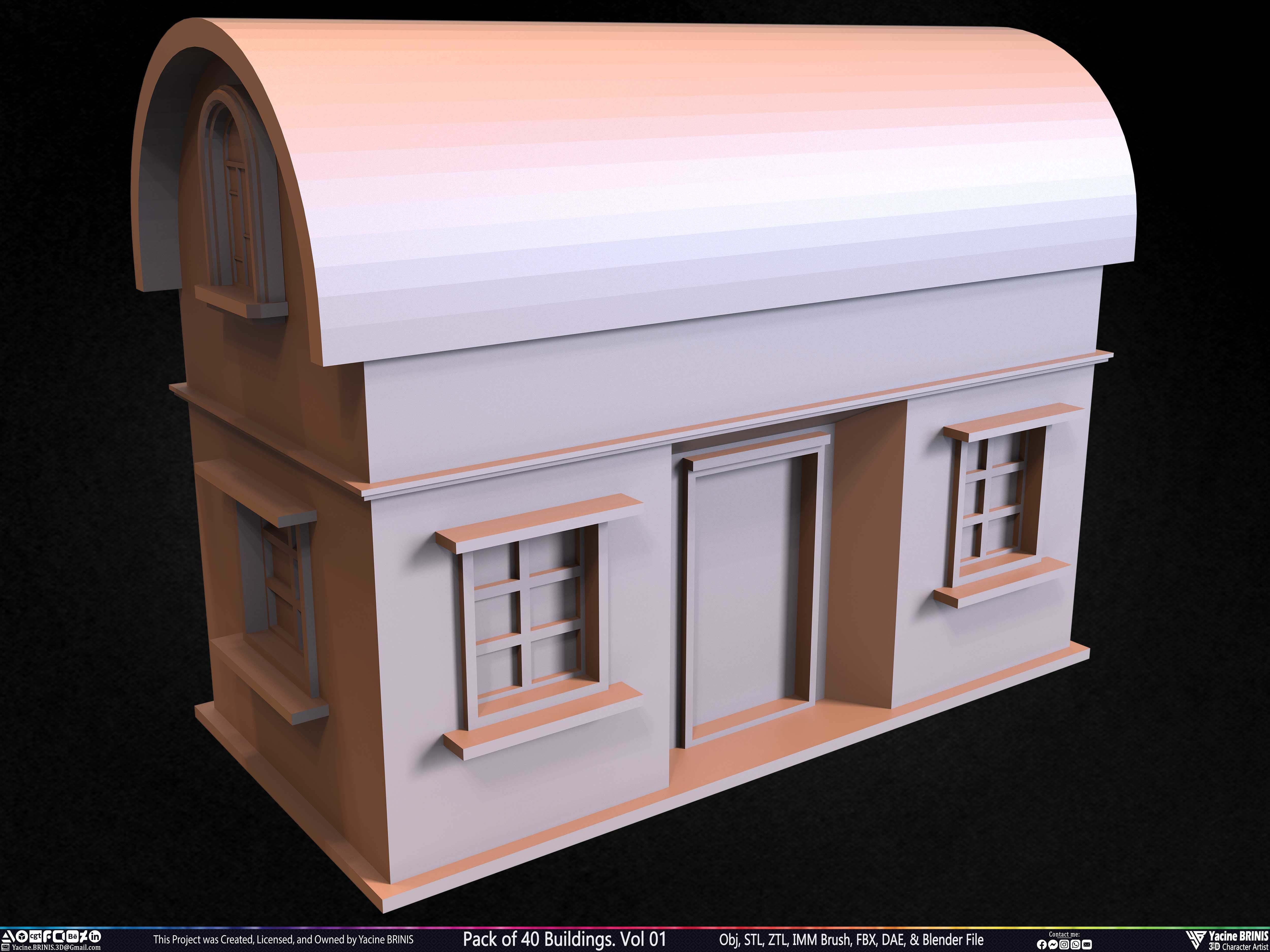 Pack of 40 Buildings Volume 01 Low-poly 3D model_17