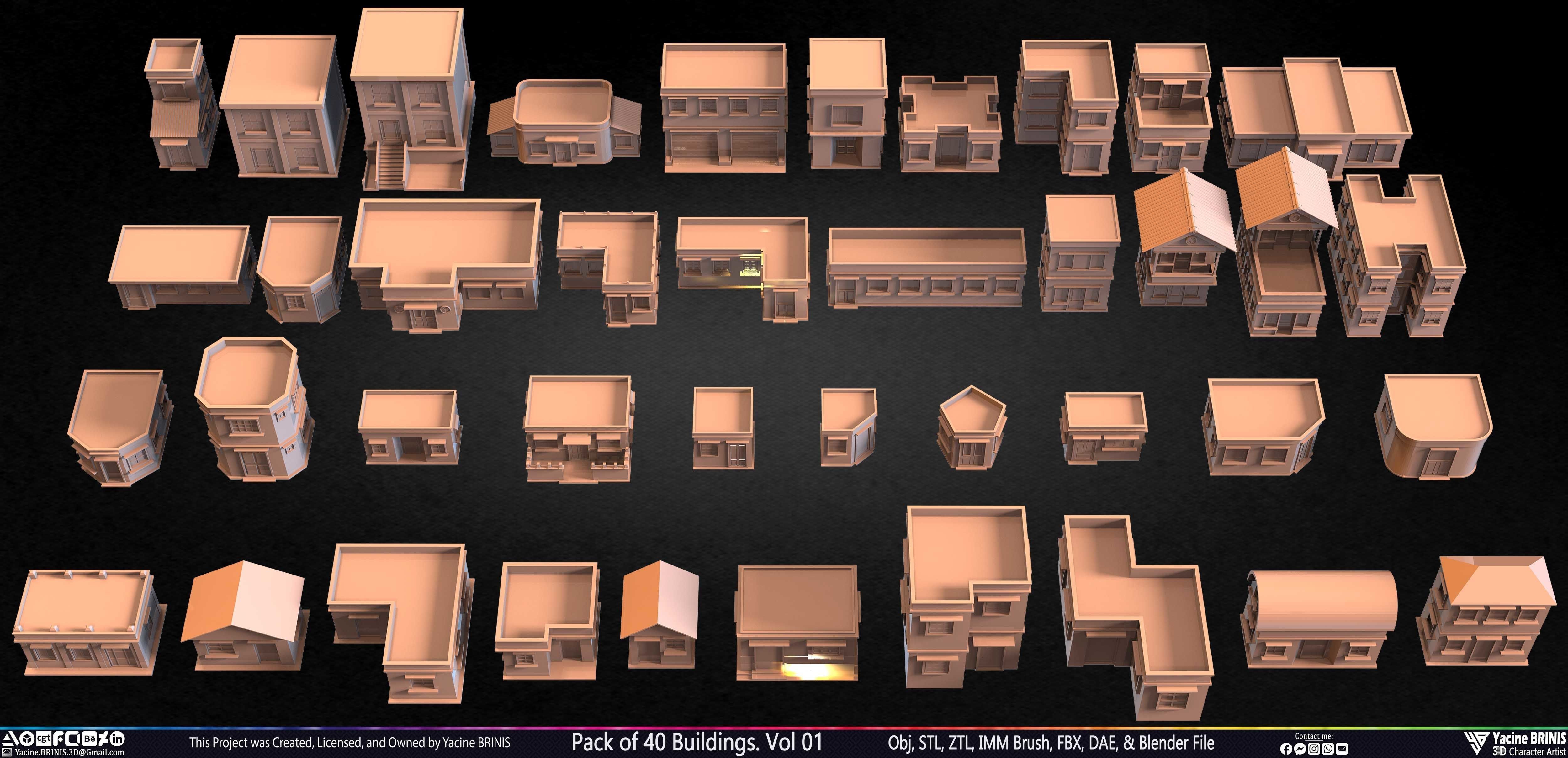 Pack of 40 Buildings Volume 01 Low-poly 3D model_6