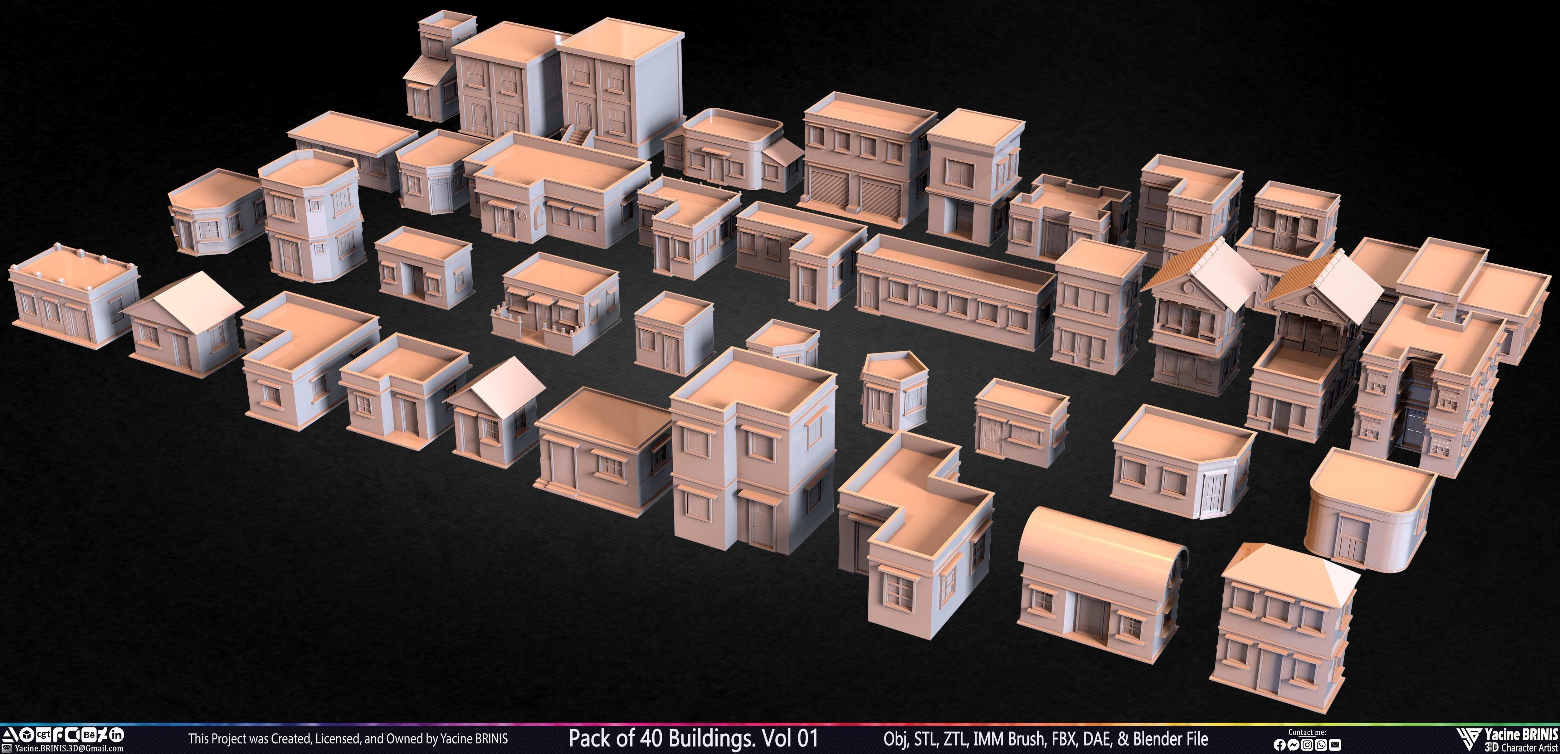 Pack of 40 Buildings Volume 01 Low-poly 3D model_4