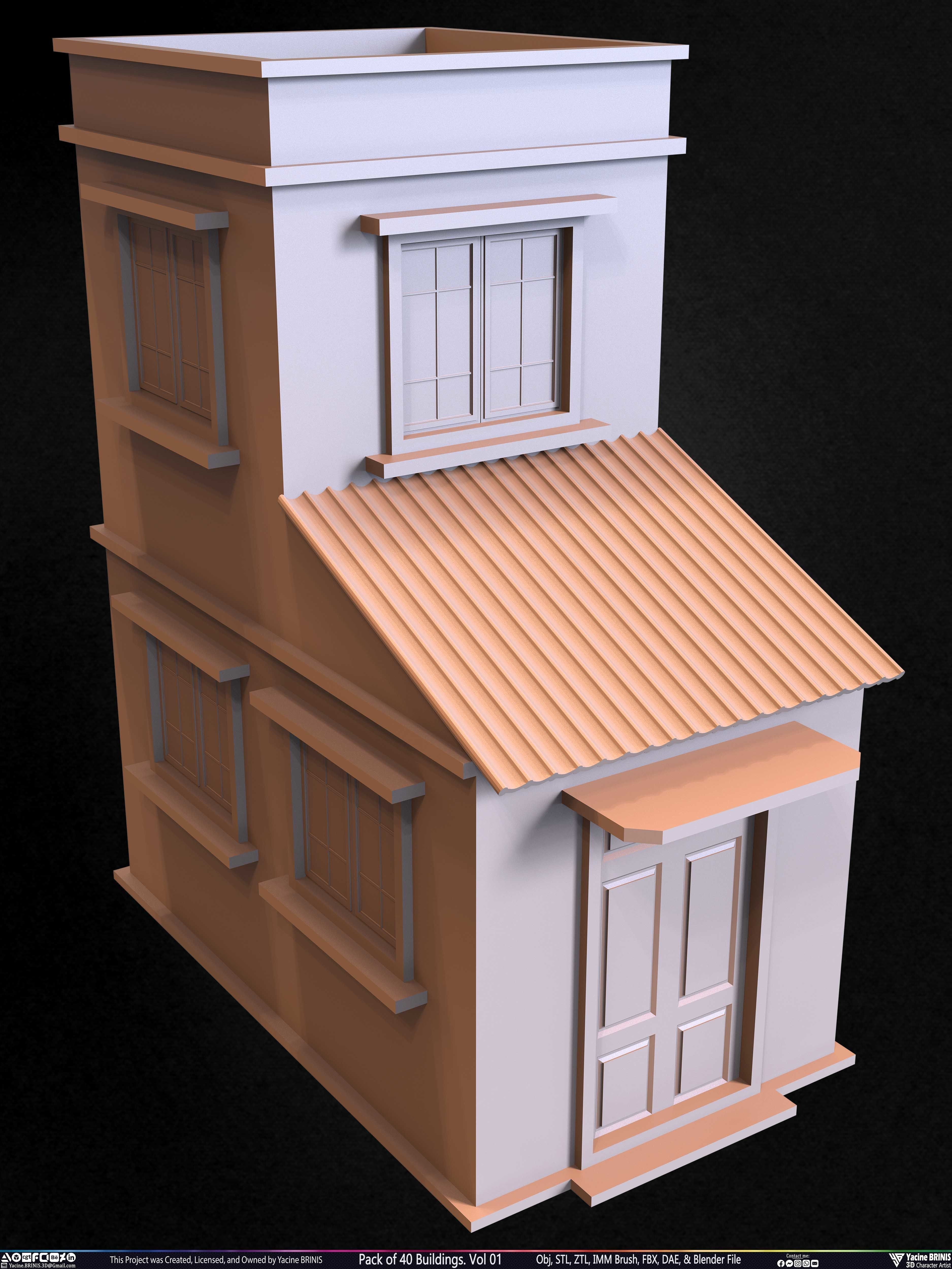 Pack of 40 Buildings Volume 01 Low-poly 3D model_39