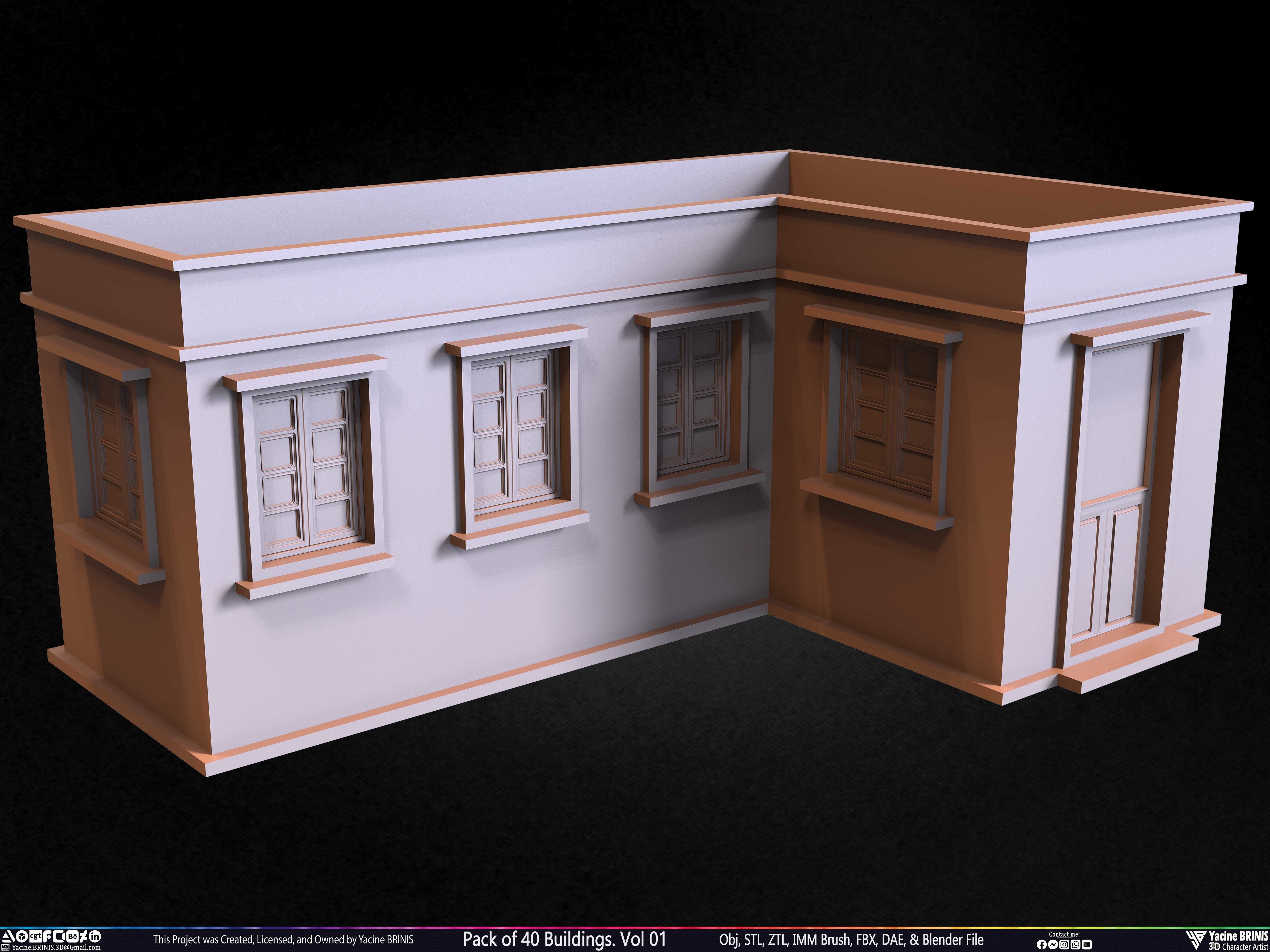 Pack of 40 Buildings Volume 01 Low-poly 3D model_33