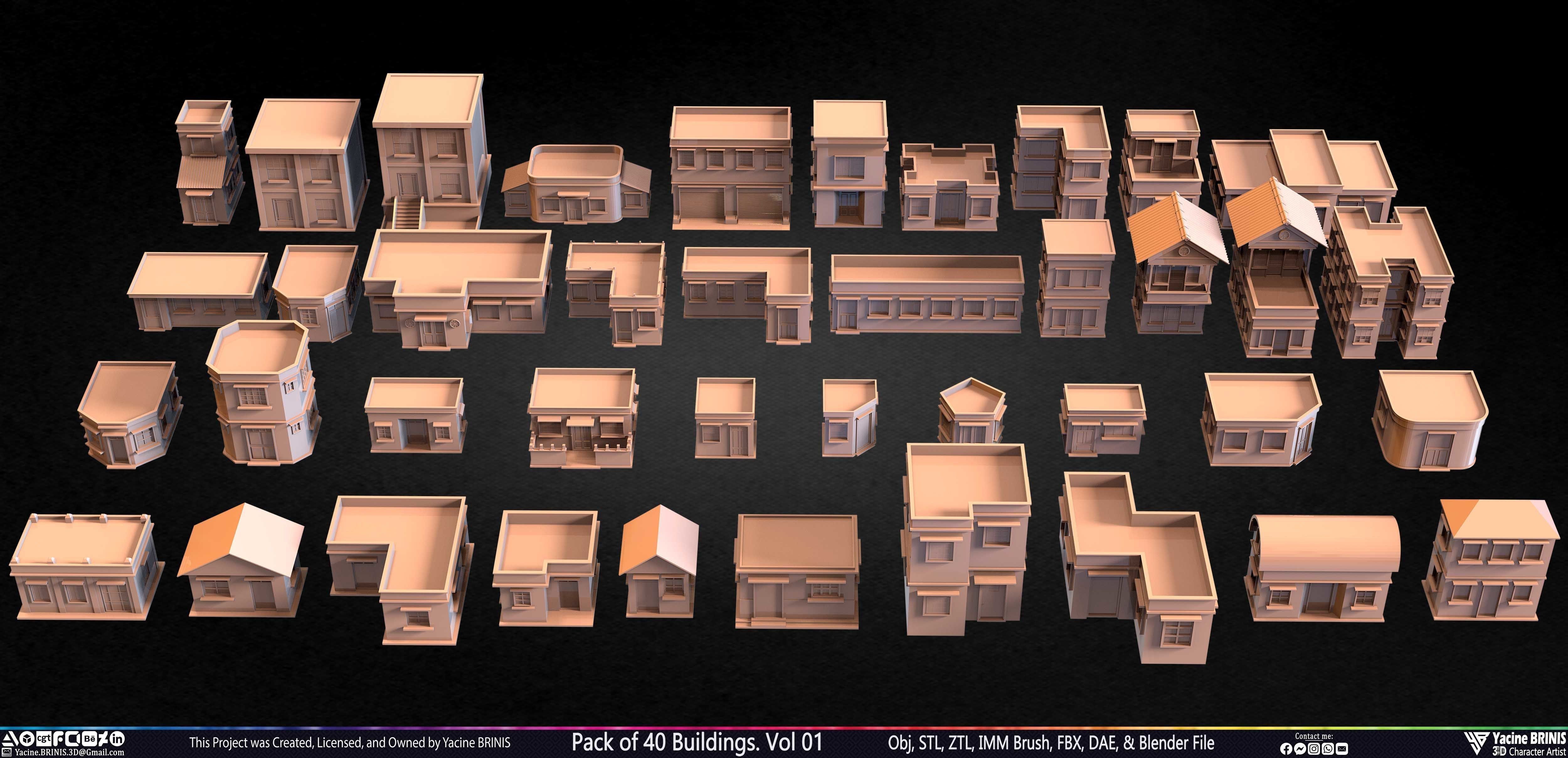 Pack of 40 Buildings Volume 01 Low-poly 3D model_5