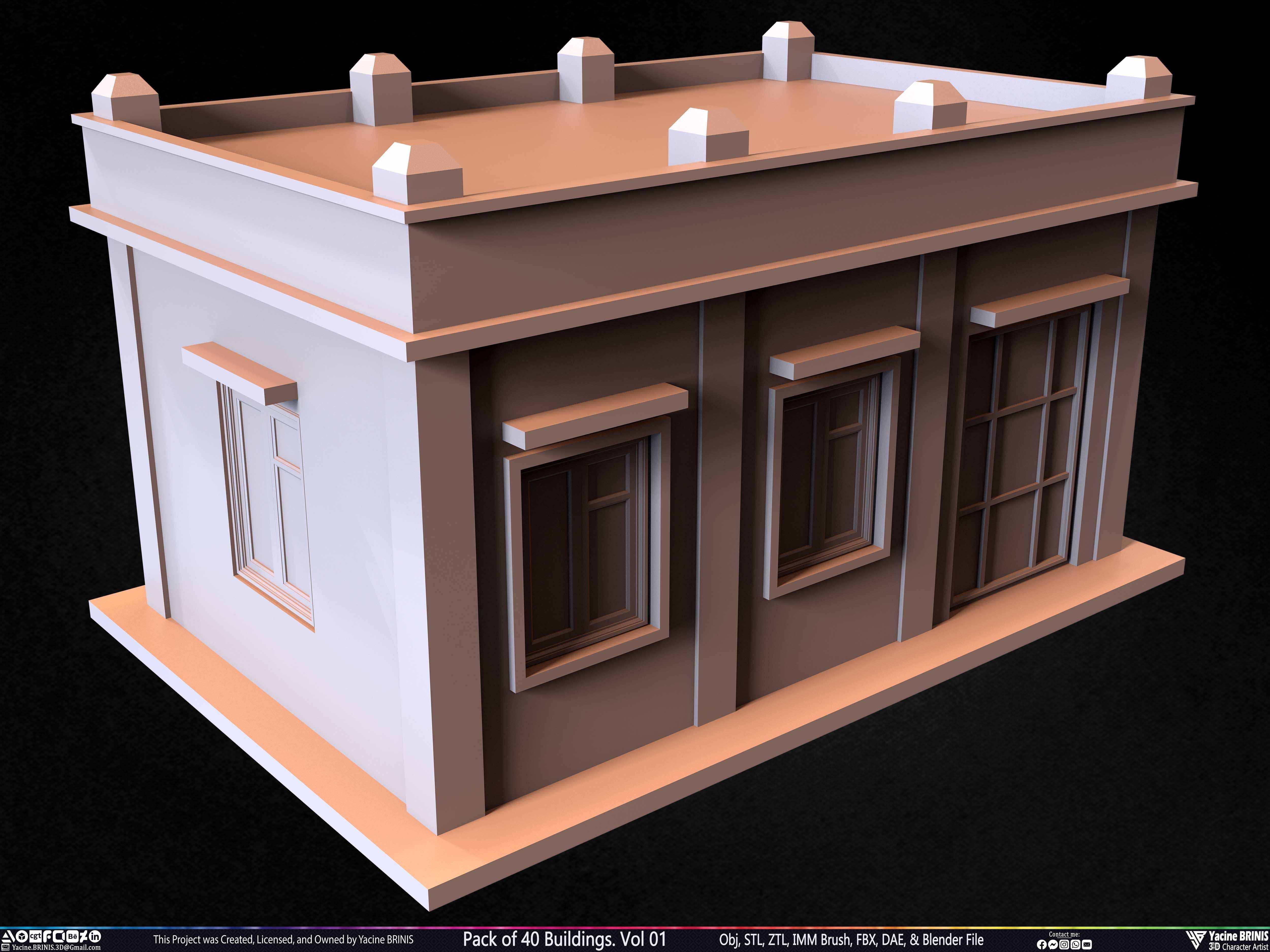 Pack of 40 Buildings Volume 01 Low-poly 3D model_9