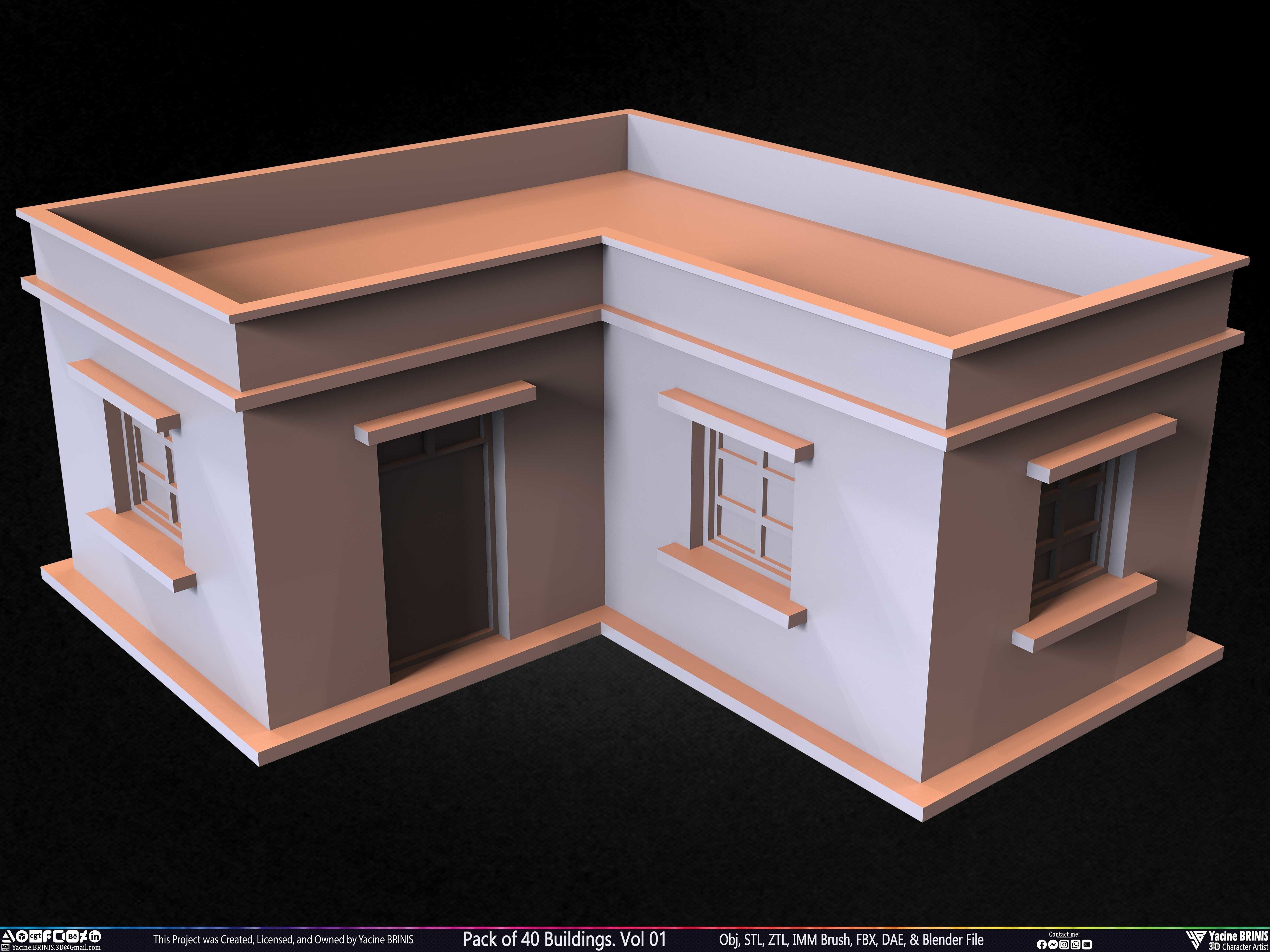 Pack of 40 Buildings Volume 01 Low-poly 3D model_11