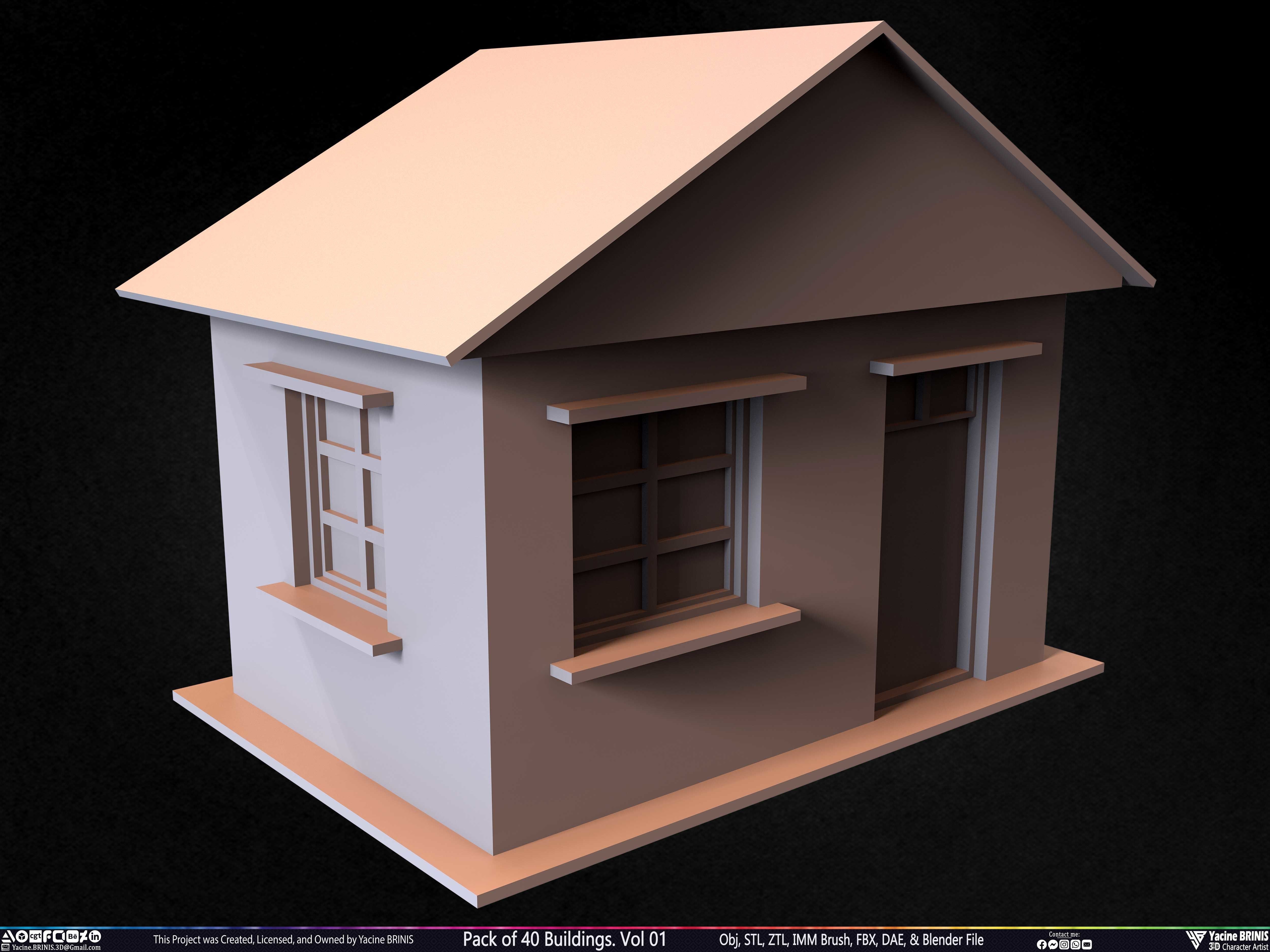 Pack of 40 Buildings Volume 01 Low-poly 3D model_10