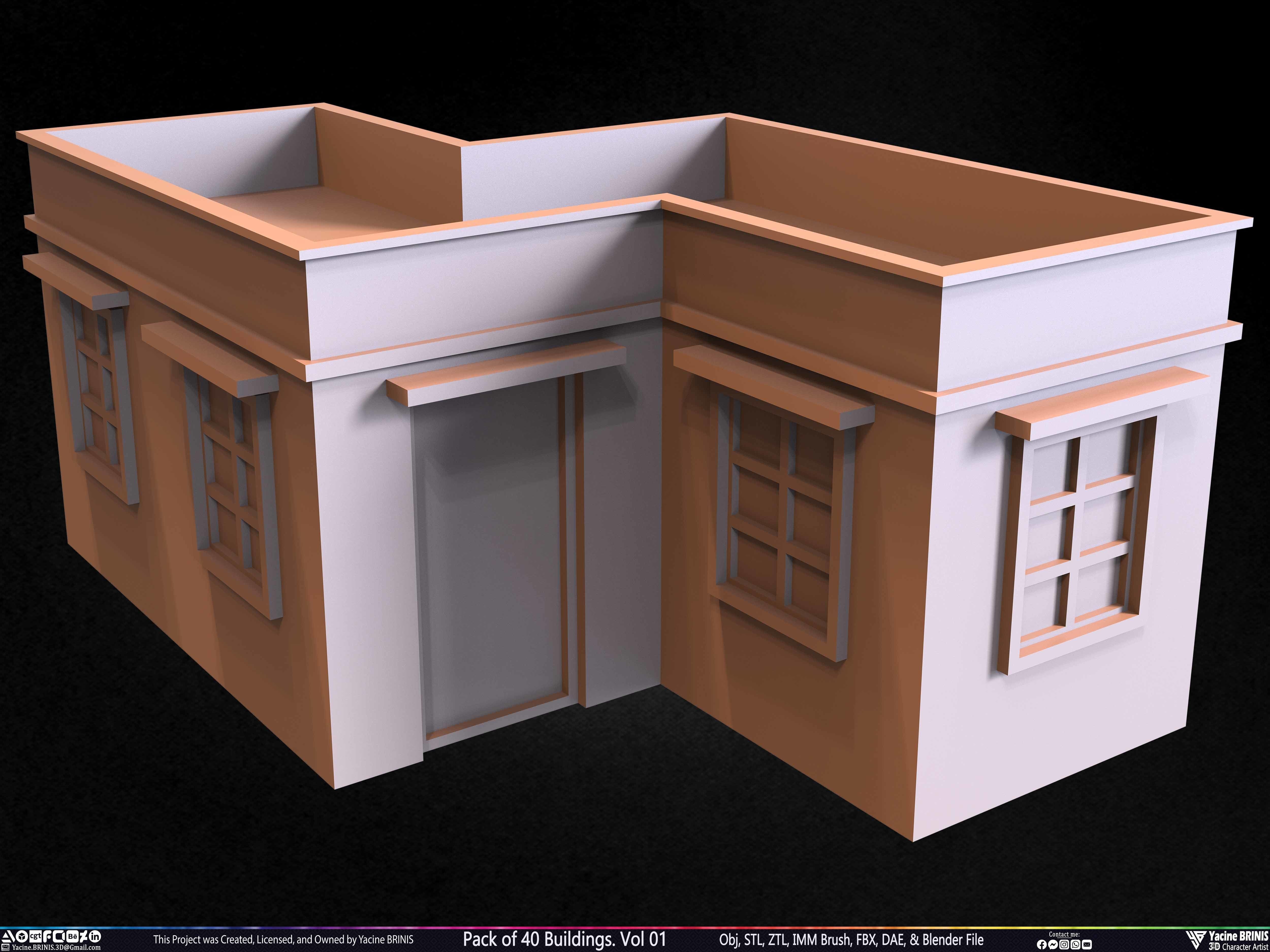 Pack of 40 Buildings Volume 01 Low-poly 3D model_16