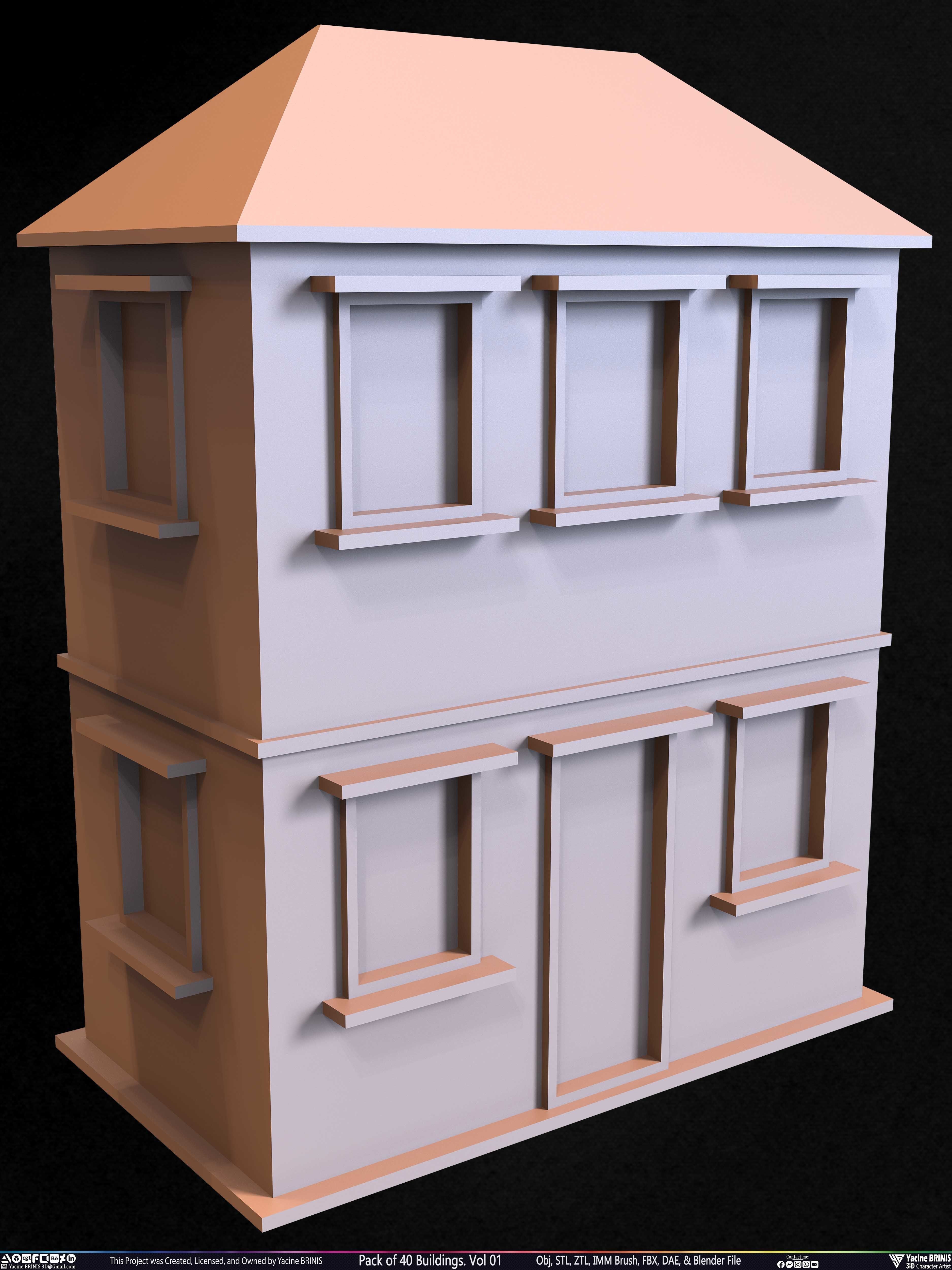 Pack of 40 Buildings Volume 01 Low-poly 3D model_18